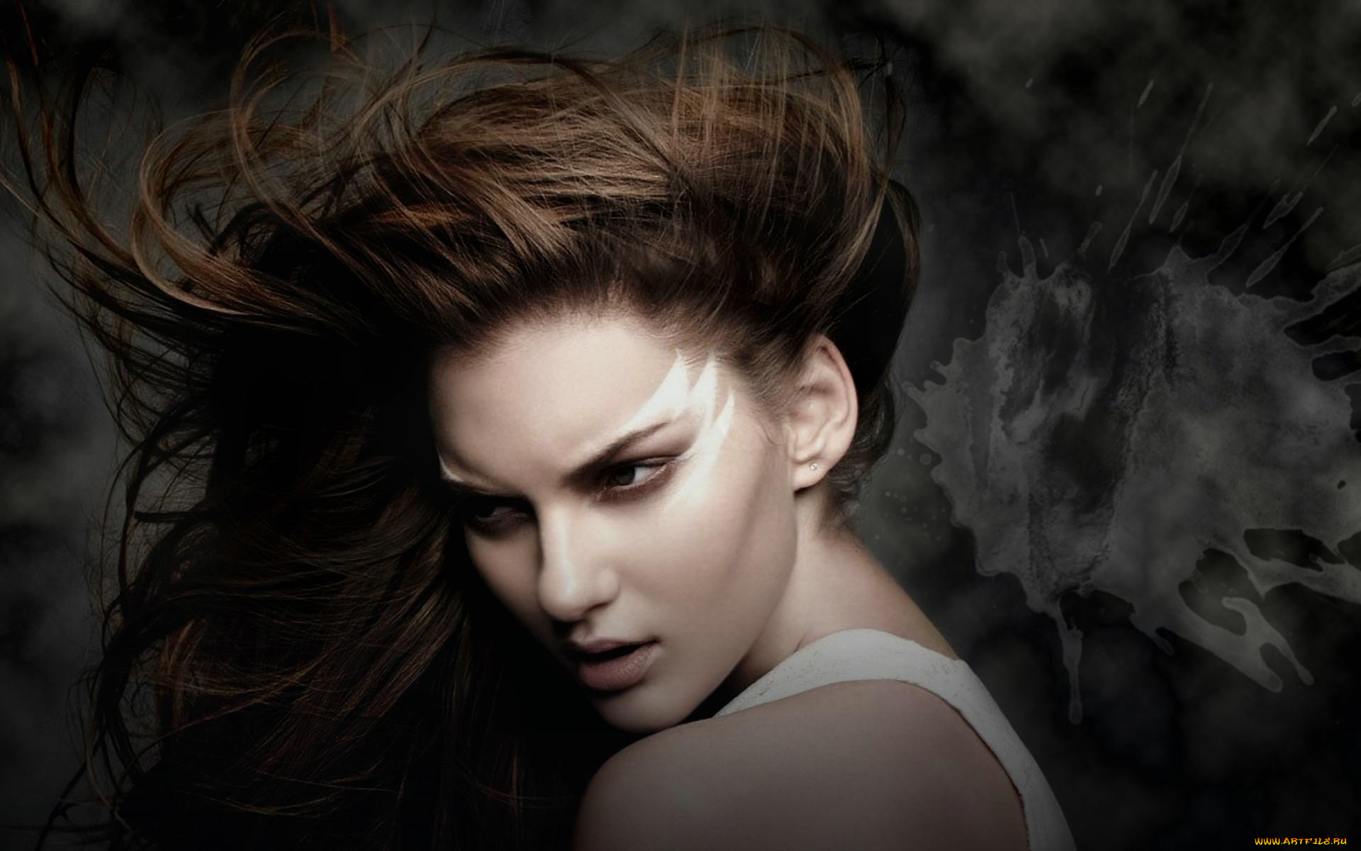 девушки, -unsort, , лица, , портреты, anya, kazakova, лицо, майка, клякса, шатенка