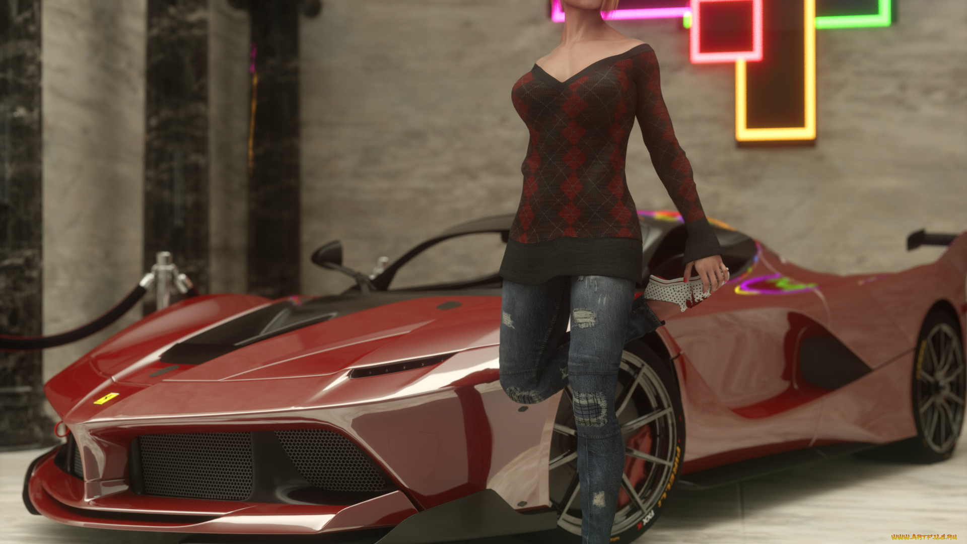 3д, графика, люди-авто, мото, , people-, car, , , moto, девушка, фон, автомомбиль