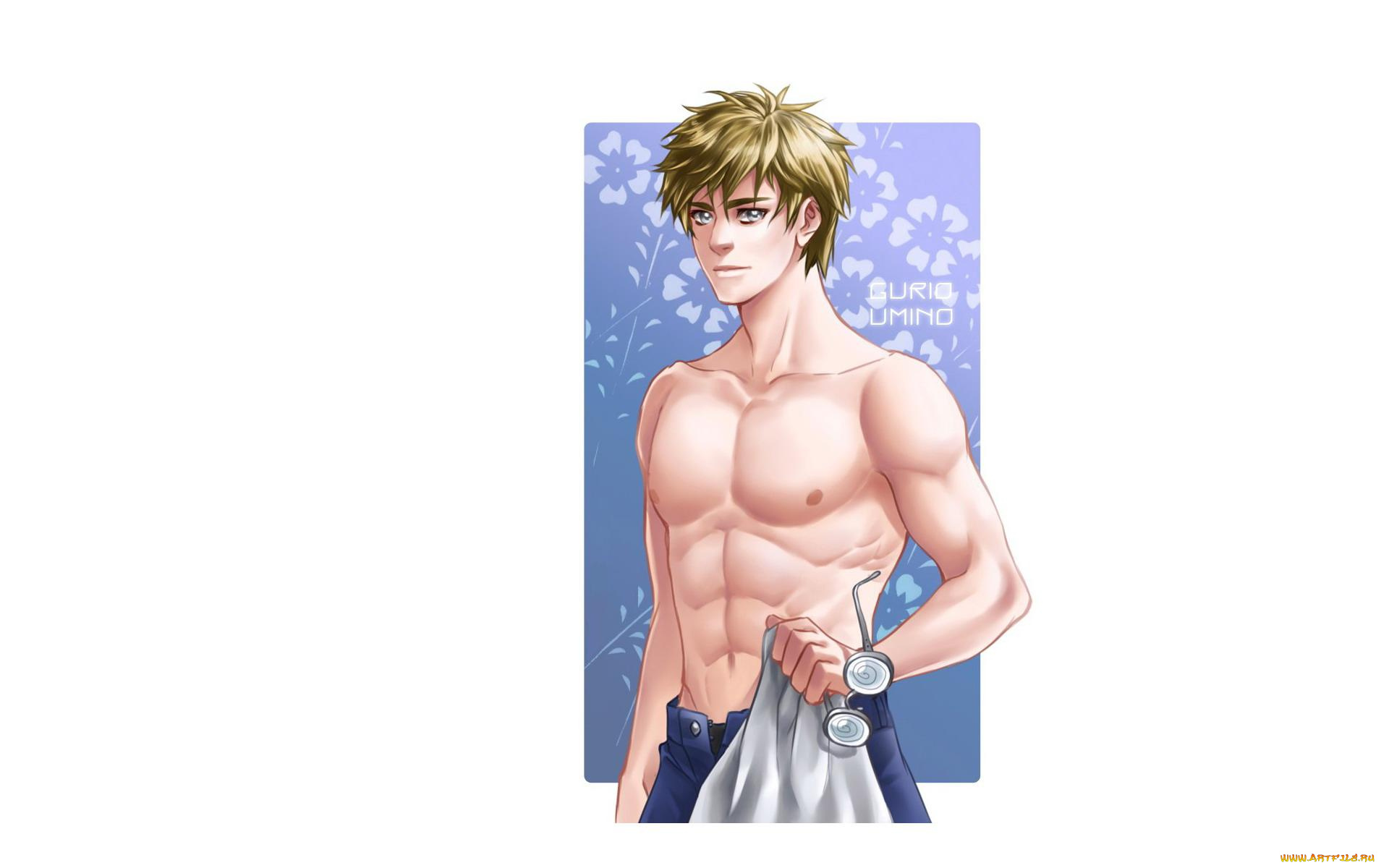 аниме, unknown, , другое, , парень, торс, очки