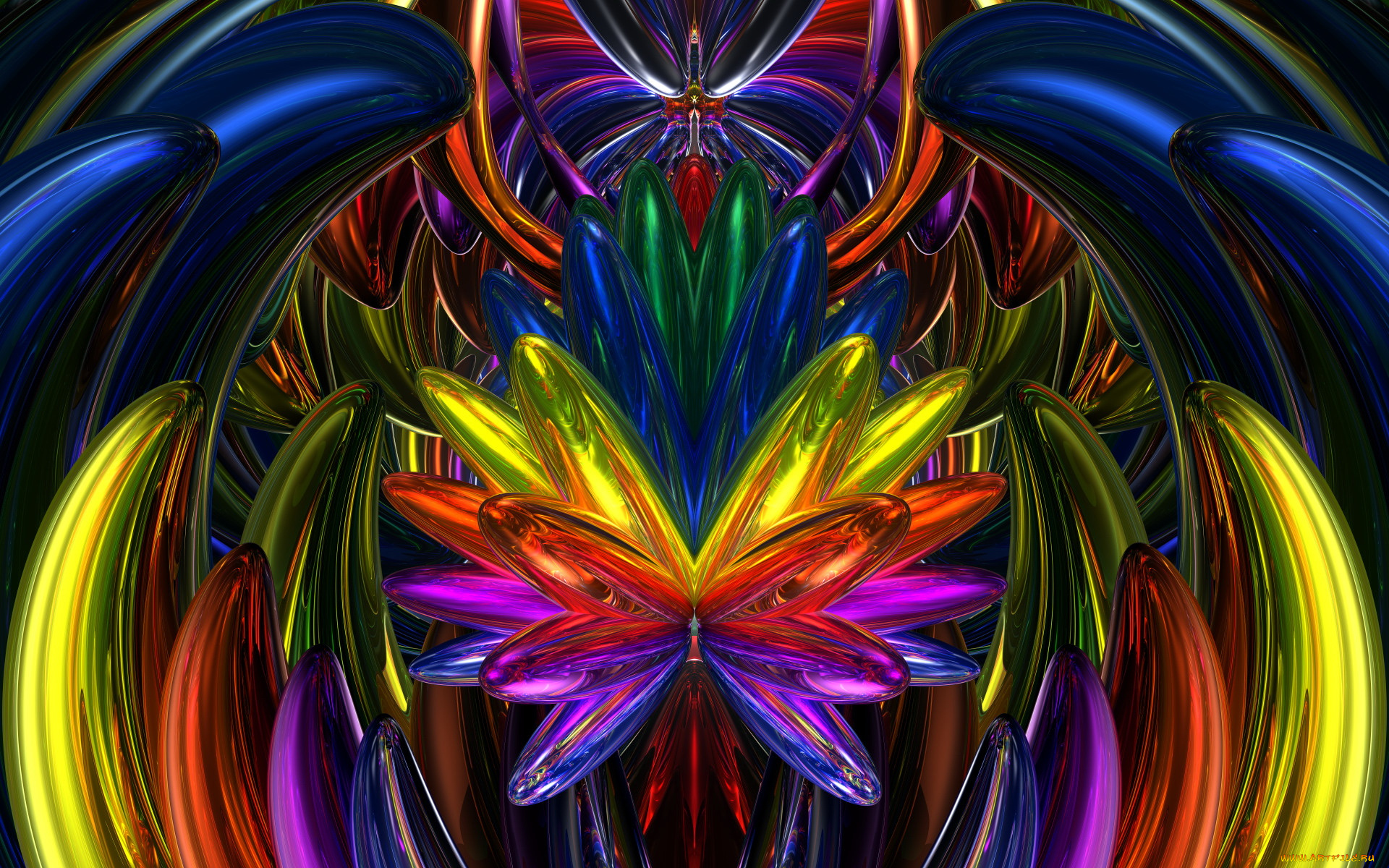 3д, графика, fractal, фракталы, фон, линии