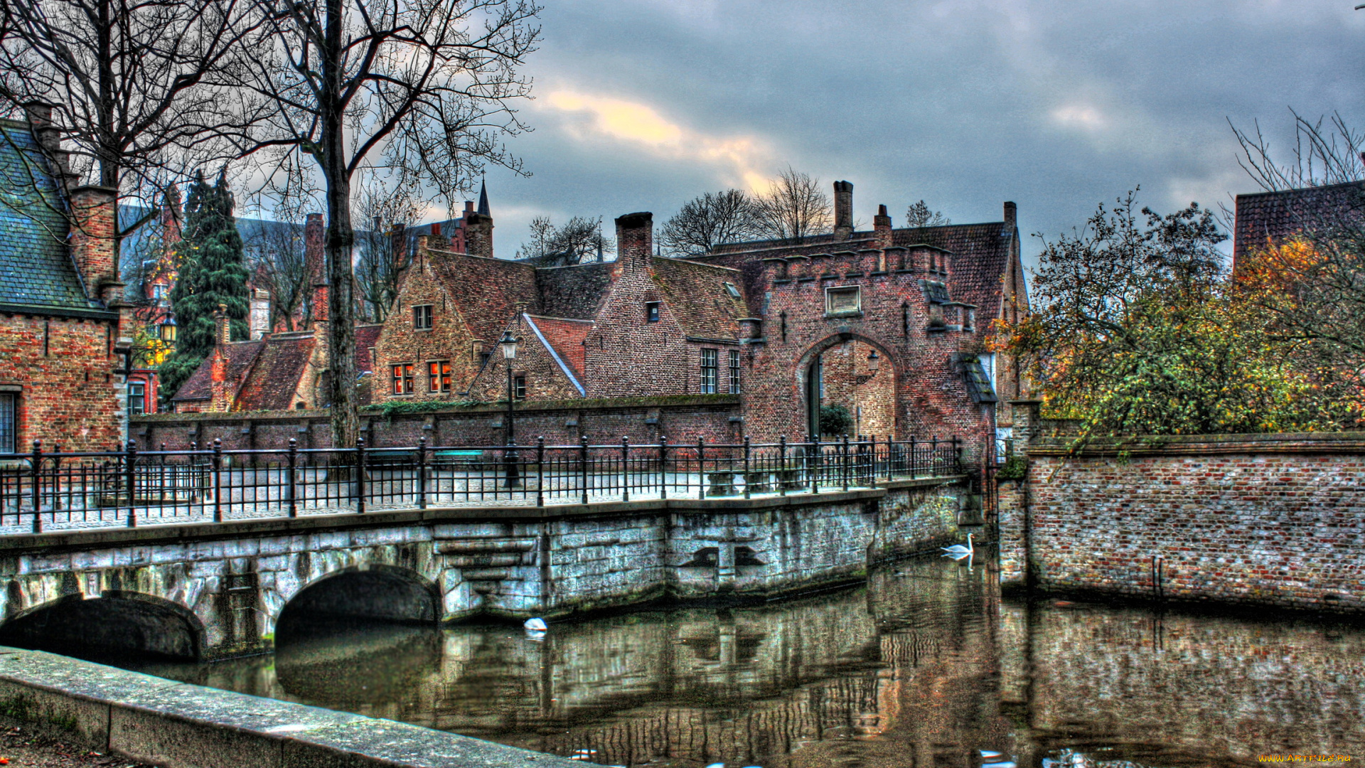 belgium, brugge, города, брюгге, бельгия, река, мост, дома