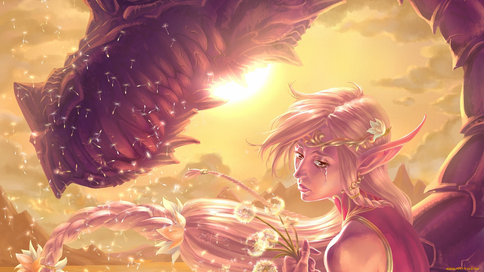 фэнтези, красавицы, чудовища, дракон, эльфийка