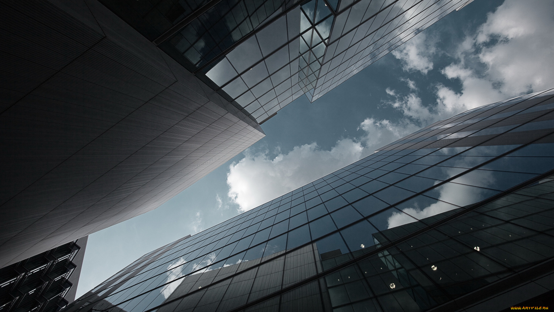 города, здания, дома, небоскребы, облака