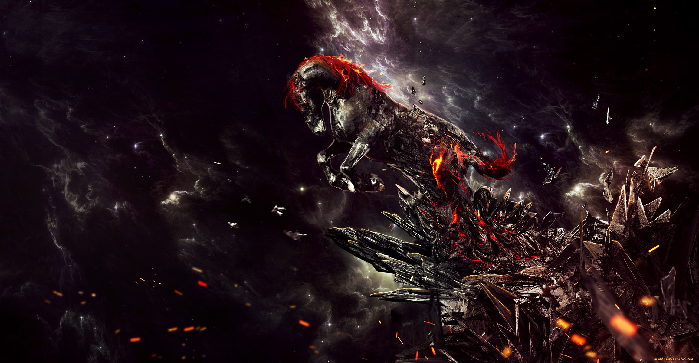 фэнтези, существа, осколки, конь