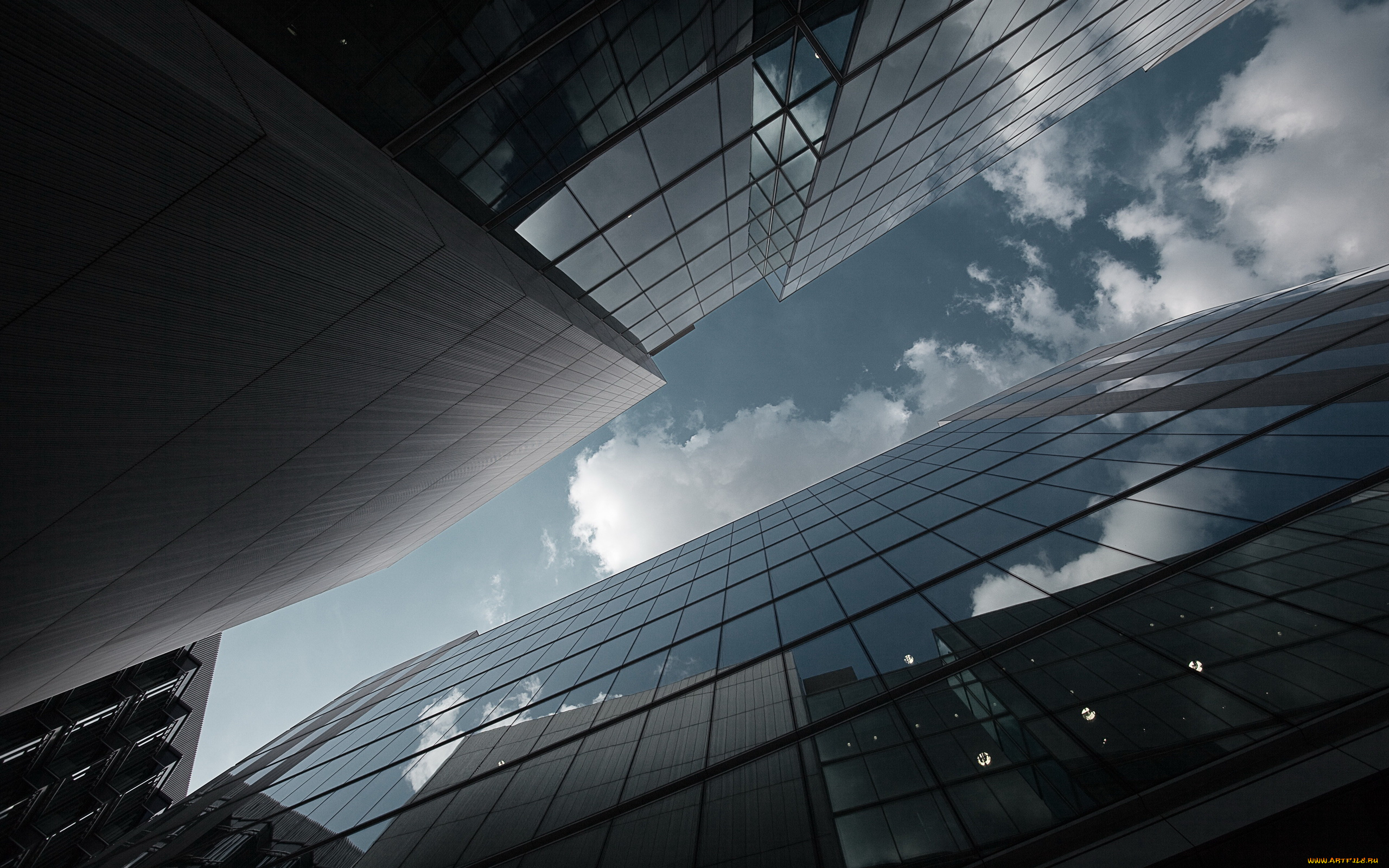 города, здания, дома, небоскребы, облака