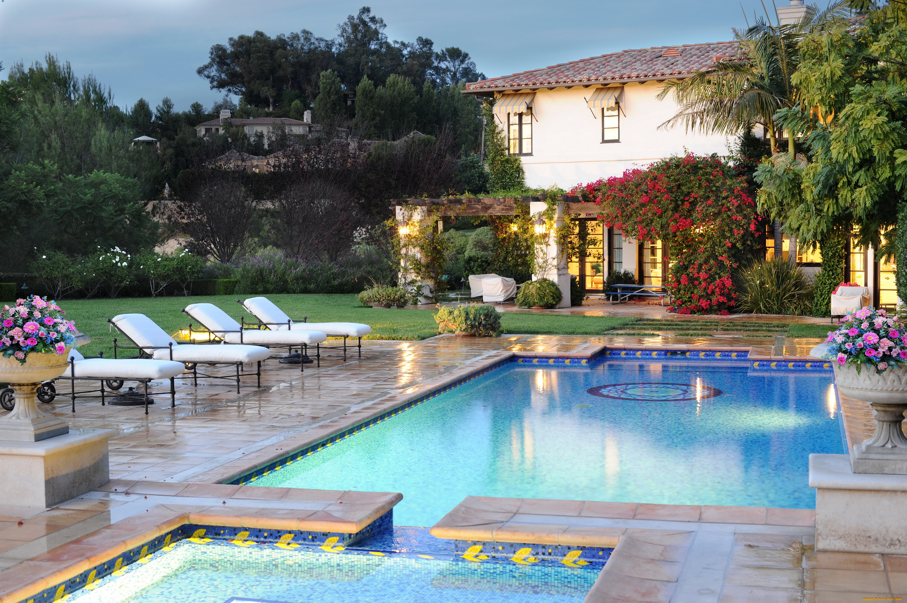 malibu, california, интерьер, бассейны, открытые, площадки, вилла, басейн