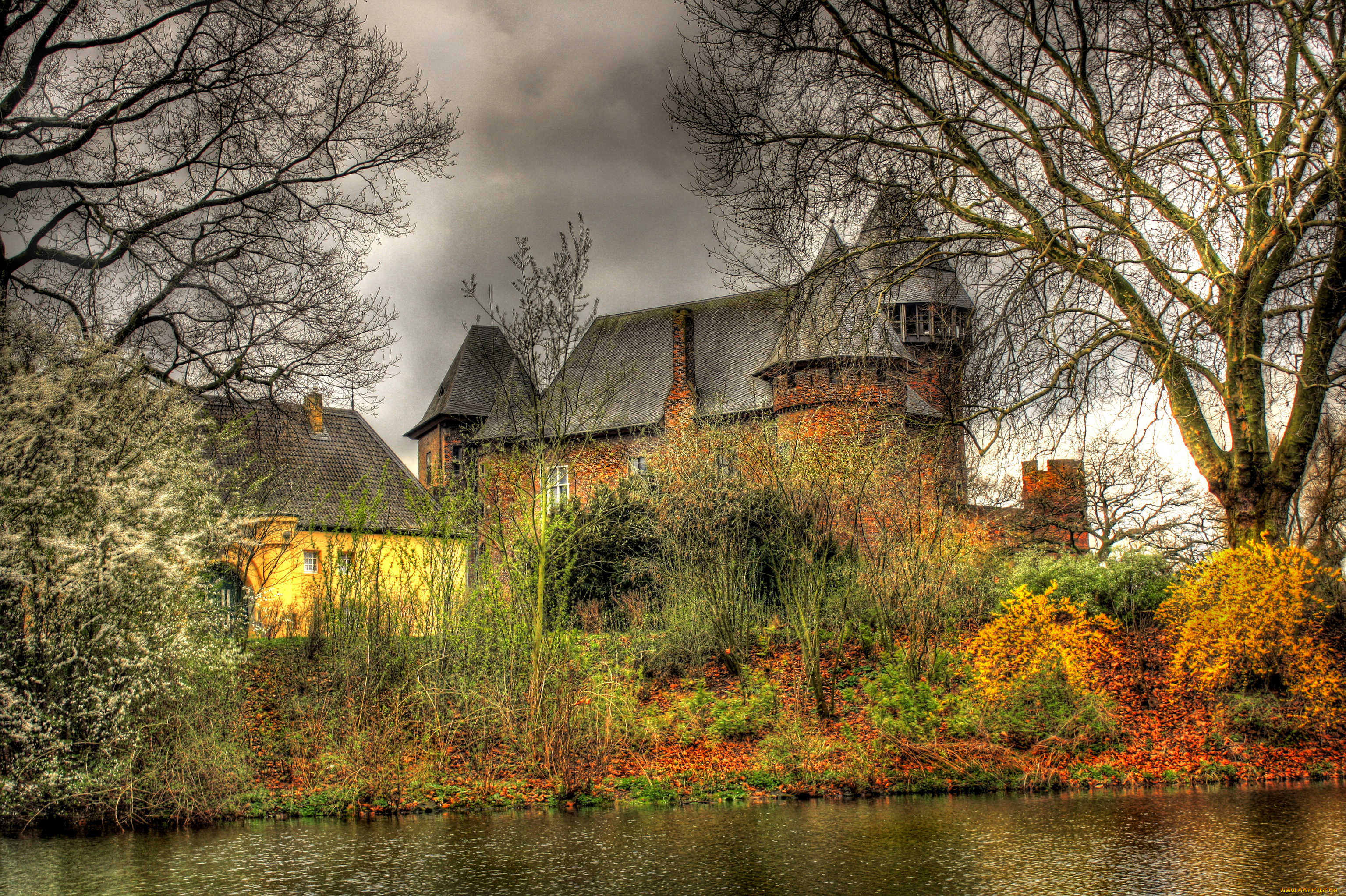 германия, krefeld, burg, linn, города, дворцы, замки, крепости, замок, пейзаж
