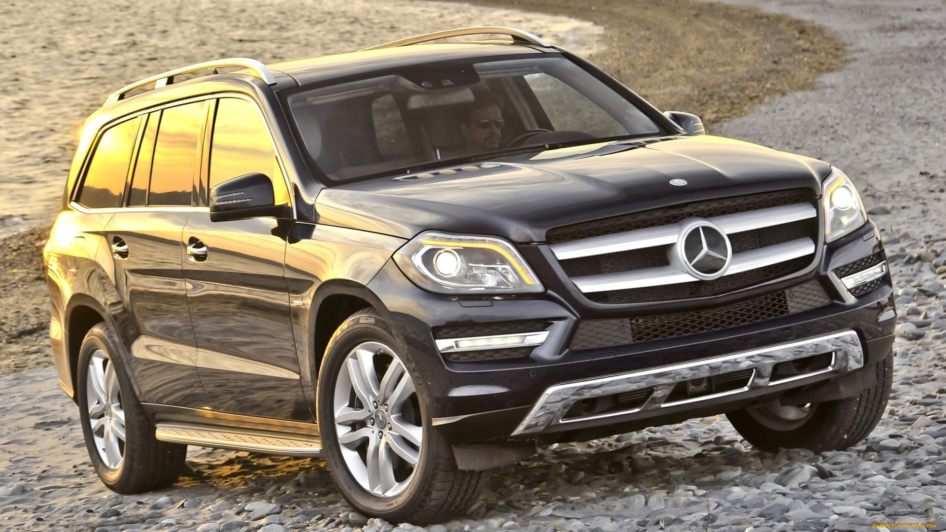 автомобили, mercedes-benz, gl, 450, мерседес, гл, джип, передок, берег, вода, фон