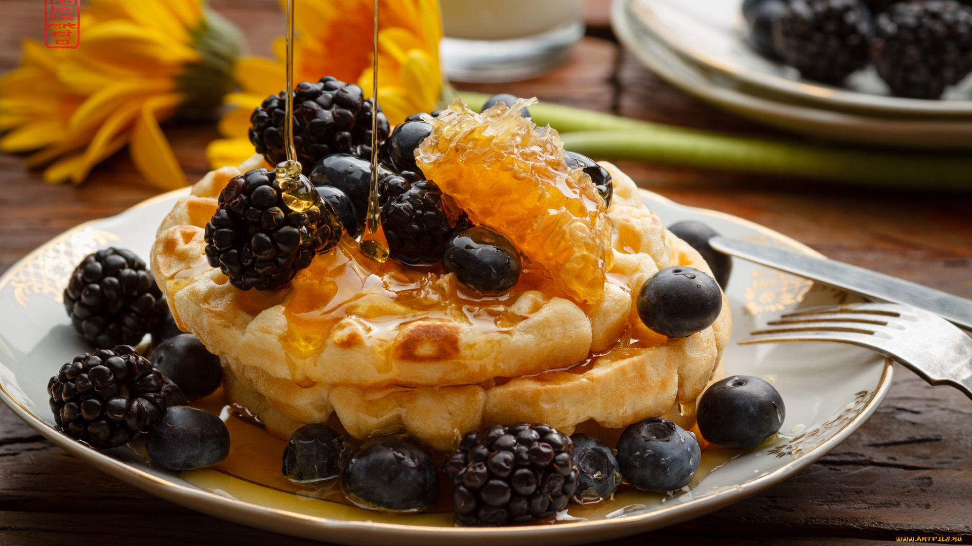 еда, пирожные, , кексы, , печенье, вафли, мед, ягоды