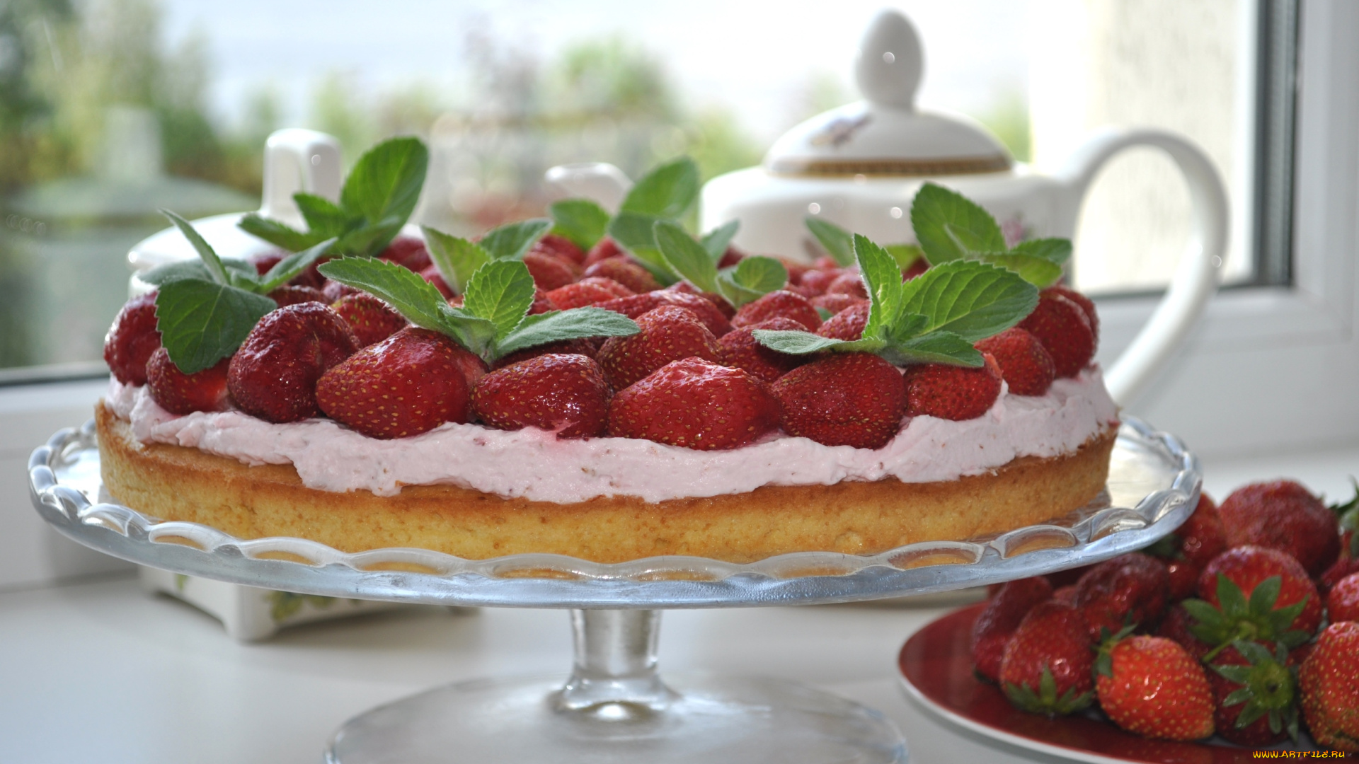 еда, торты, клубника