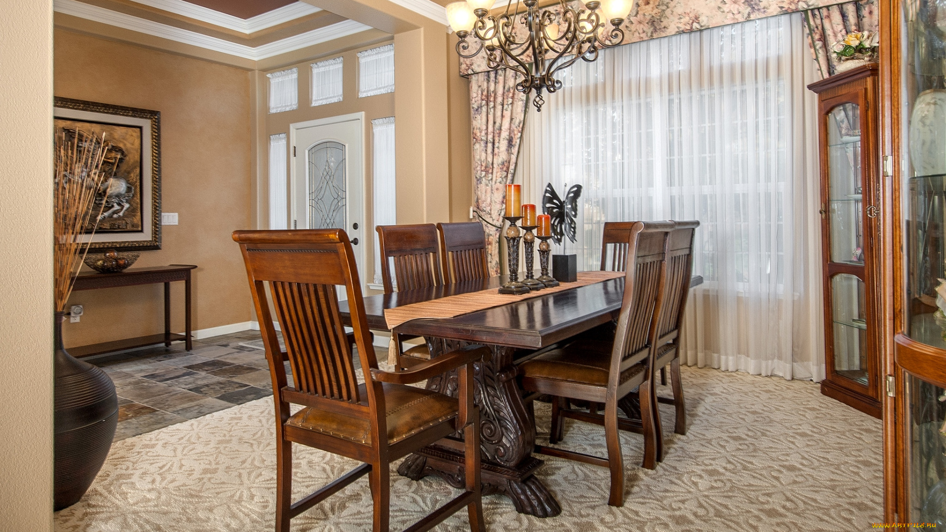 интерьер, спальня, стол, стулья