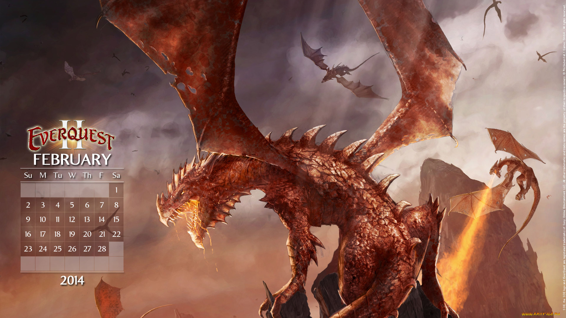 календари, видеоигры, дракон