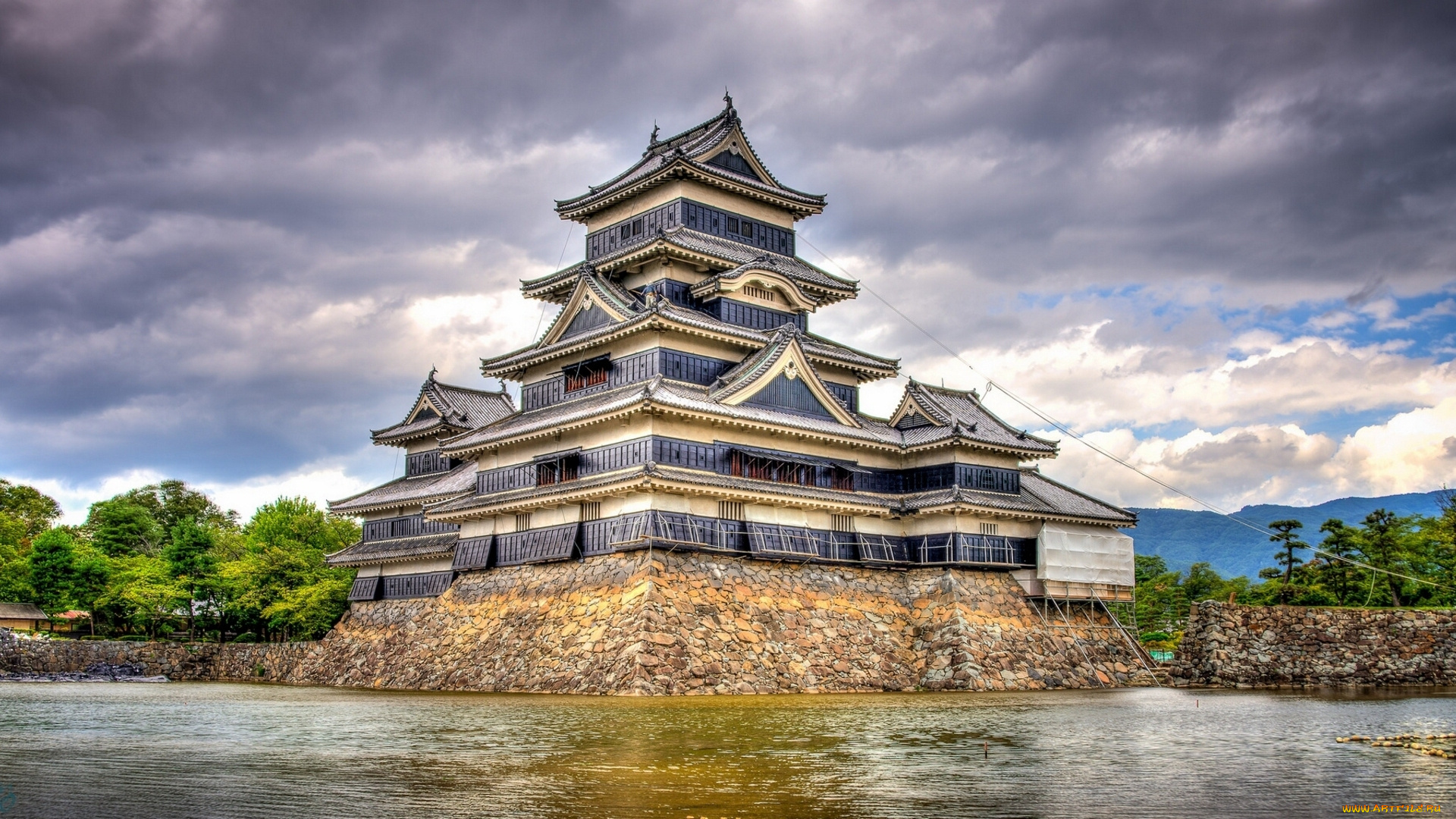 matsumoto, castle, , japan, города, замки, Японии, мацумото, замок, crow, castle, japan, matsumoto, вода, ворона, Япония