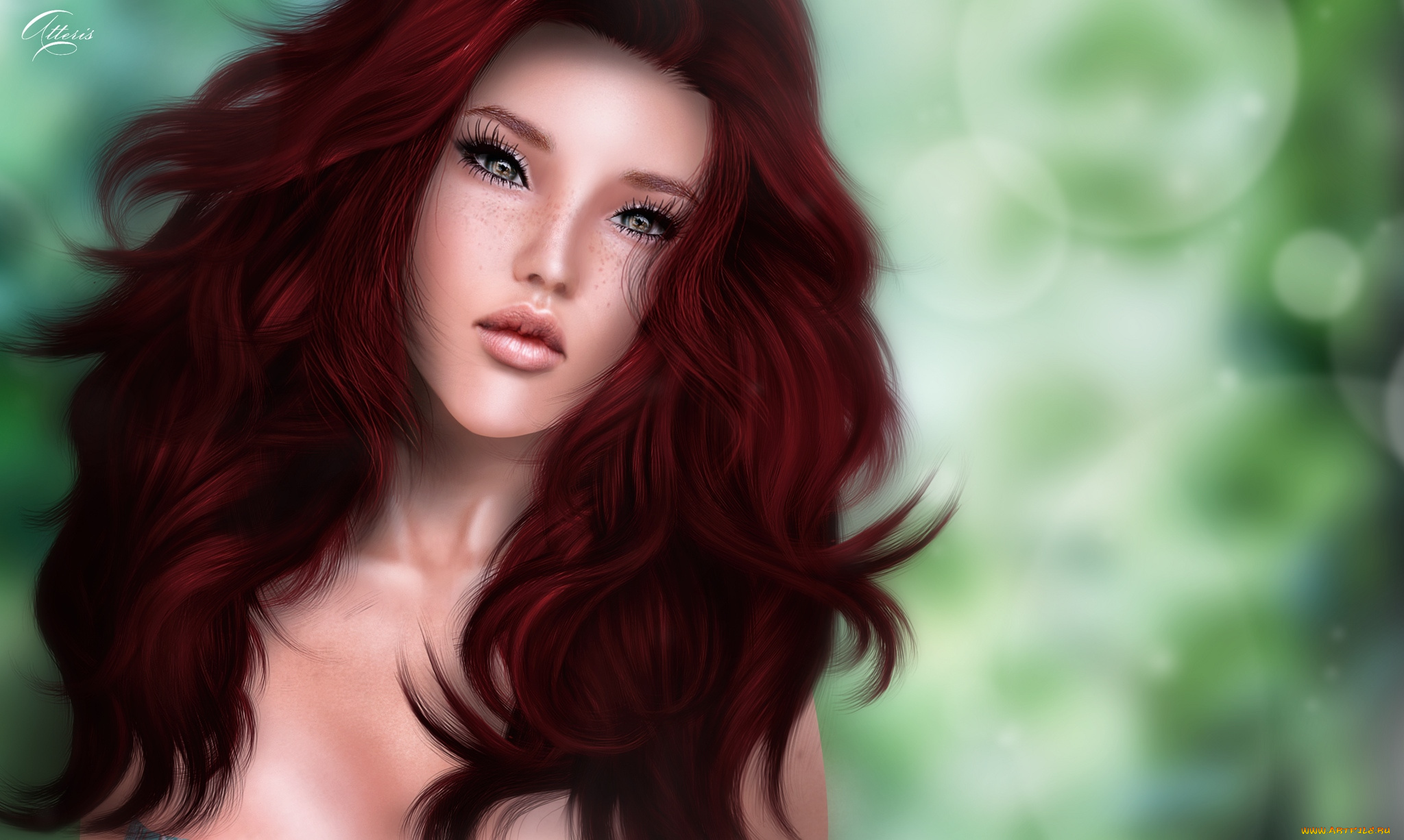 3д, графика, portraits, , портрет, волосы