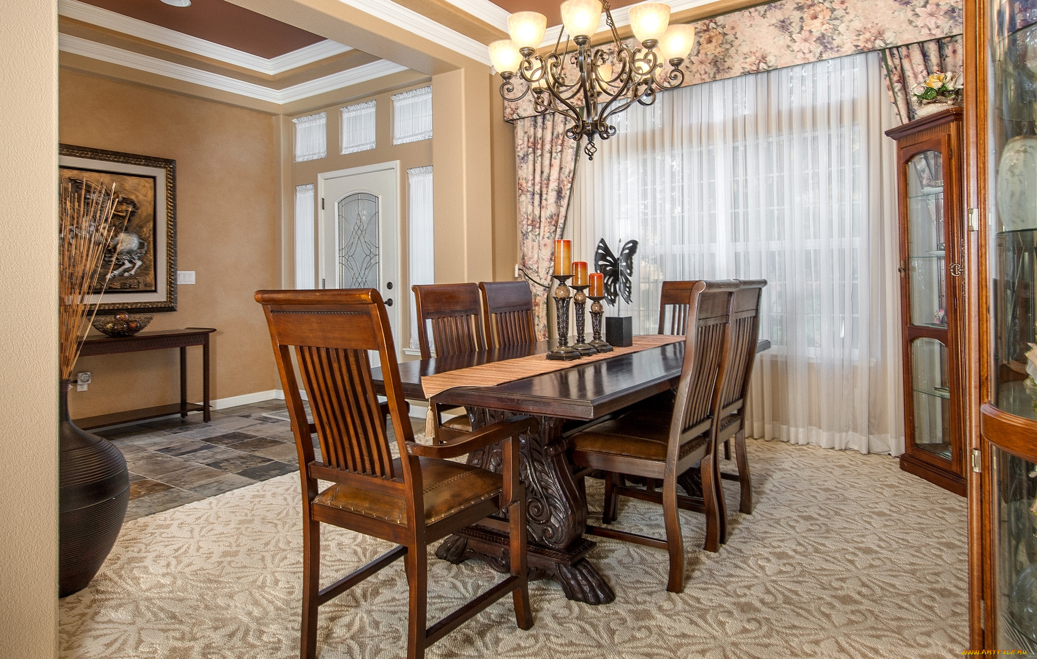 интерьер, спальня, стол, стулья