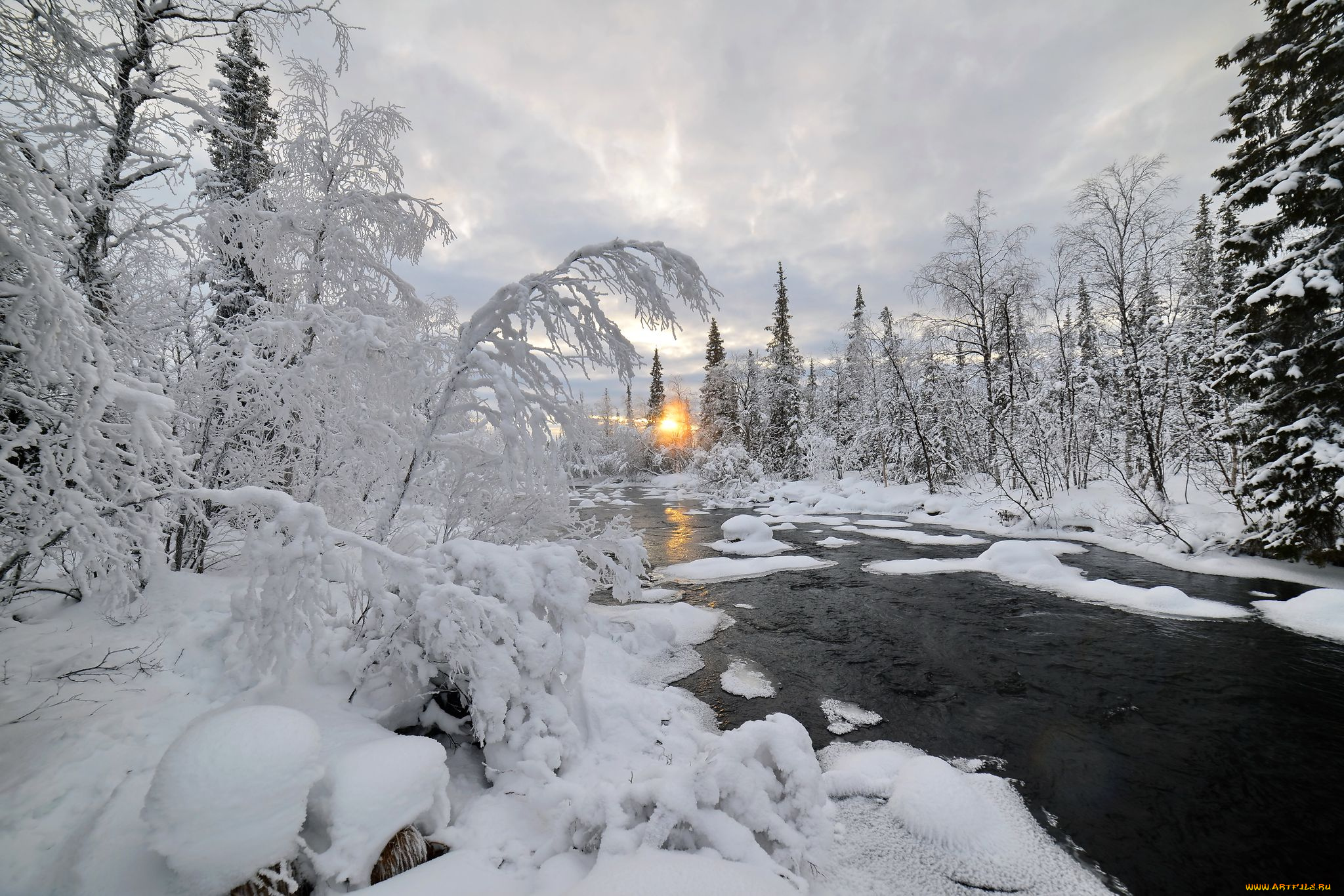 природа, зима, снег, пейзаж, заполярье, север