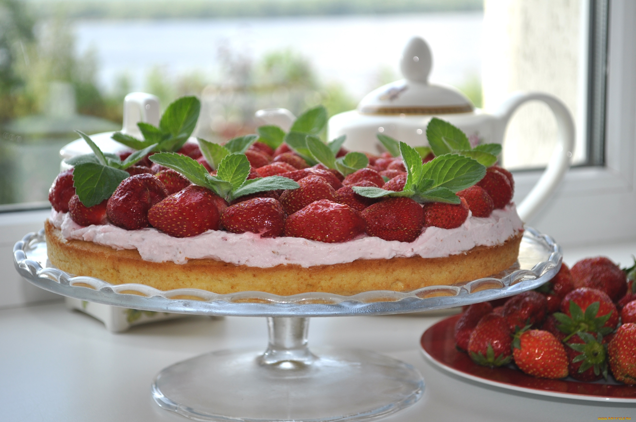 еда, торты, клубника