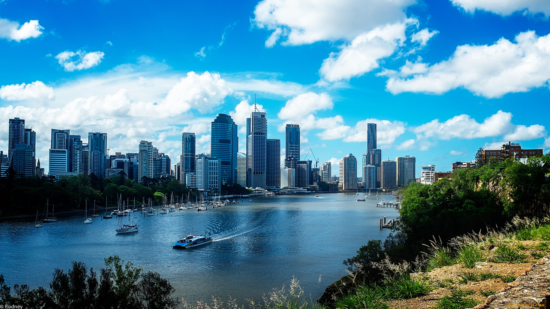 города, -, панорамы, небо, город, здания