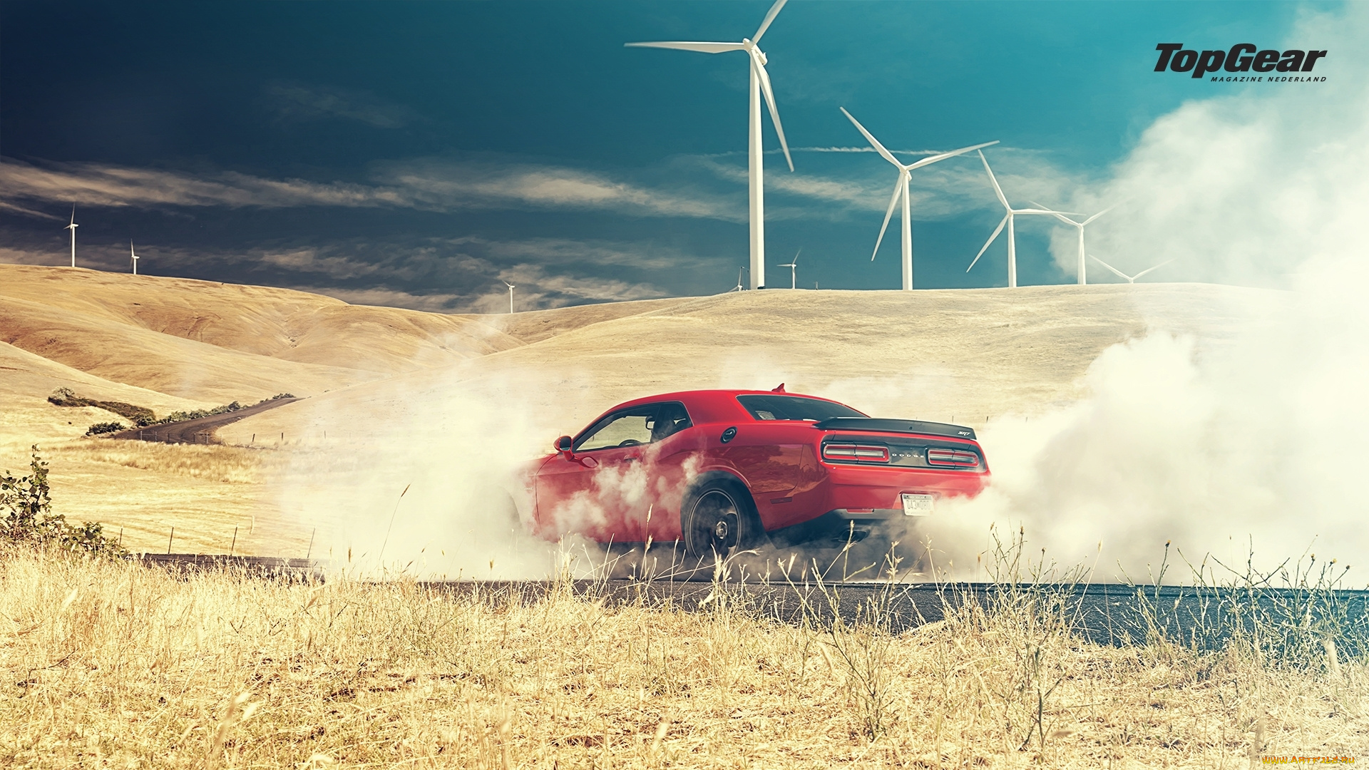 кино, фильмы, top, gear, dodge, challenger, srt, hellcat, 2015, red, rear, smoke