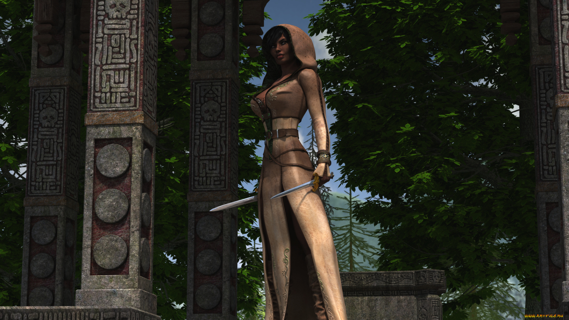 3д, графика, фантазия, , fantasy, фон, взгляд, девушка