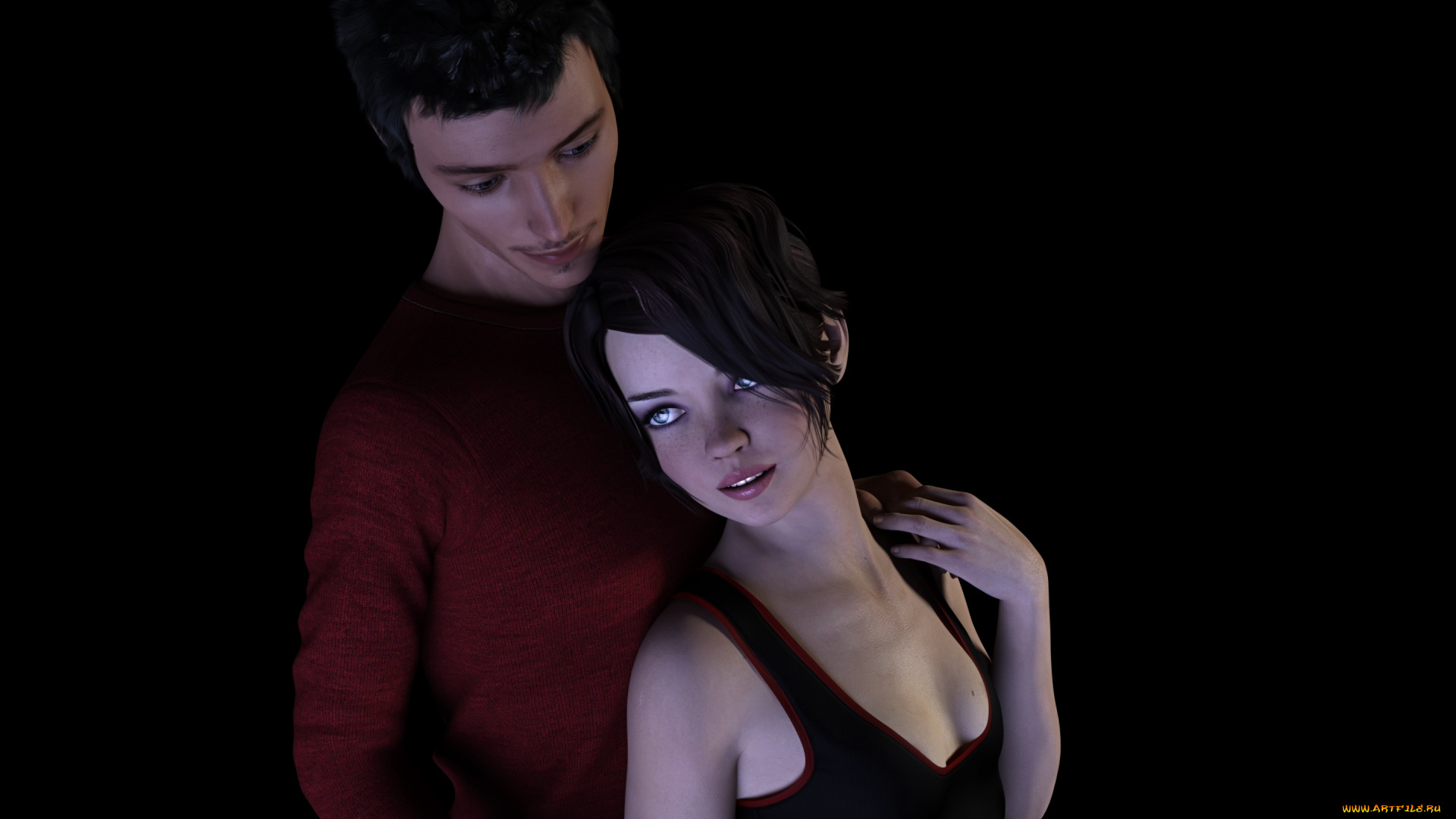 3д, графика, люди, , people, девушка, взгляд, фон, парень