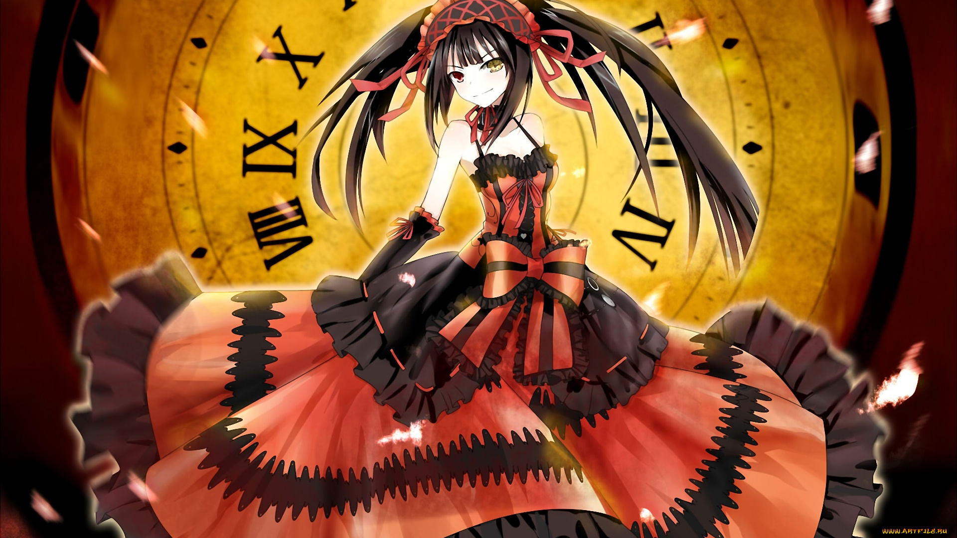 аниме, date, a, live, фон, взгляд, девушка