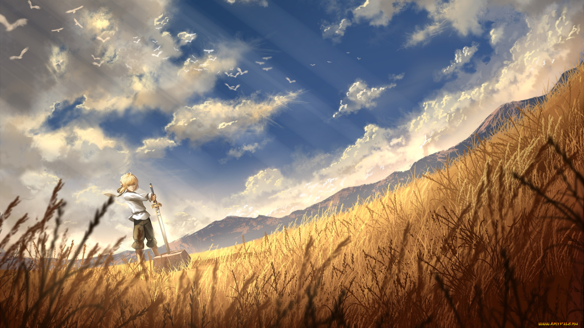 аниме, fate, stay, night, saber