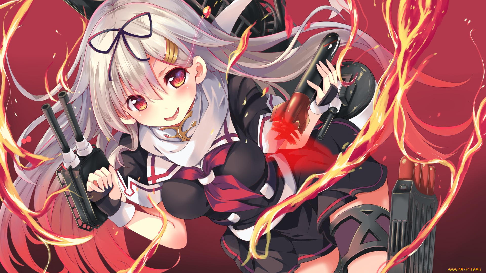 аниме, kantai, collection, фон, взгляд, девушка