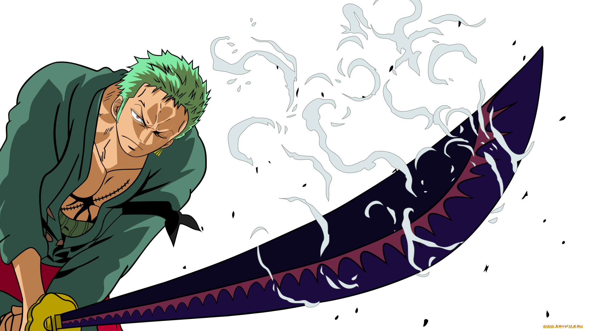 аниме, one, piece, rorona, zoro