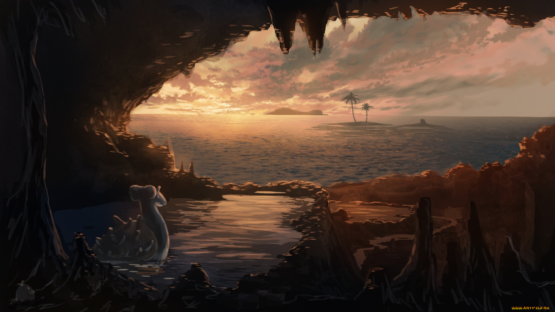 аниме, pokemon, lapras, diglett