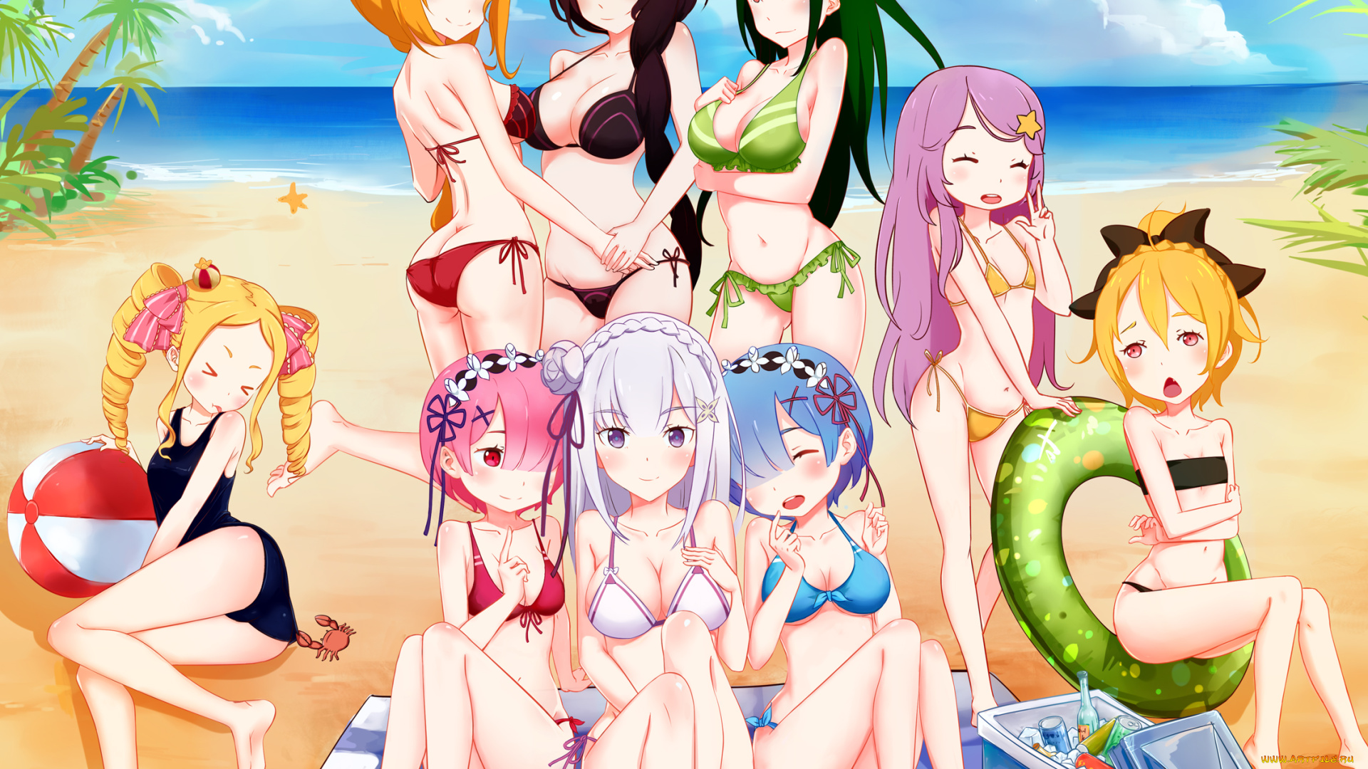 аниме, re, , zero, kara, hajimeru, isekai, seikatsu, девушки