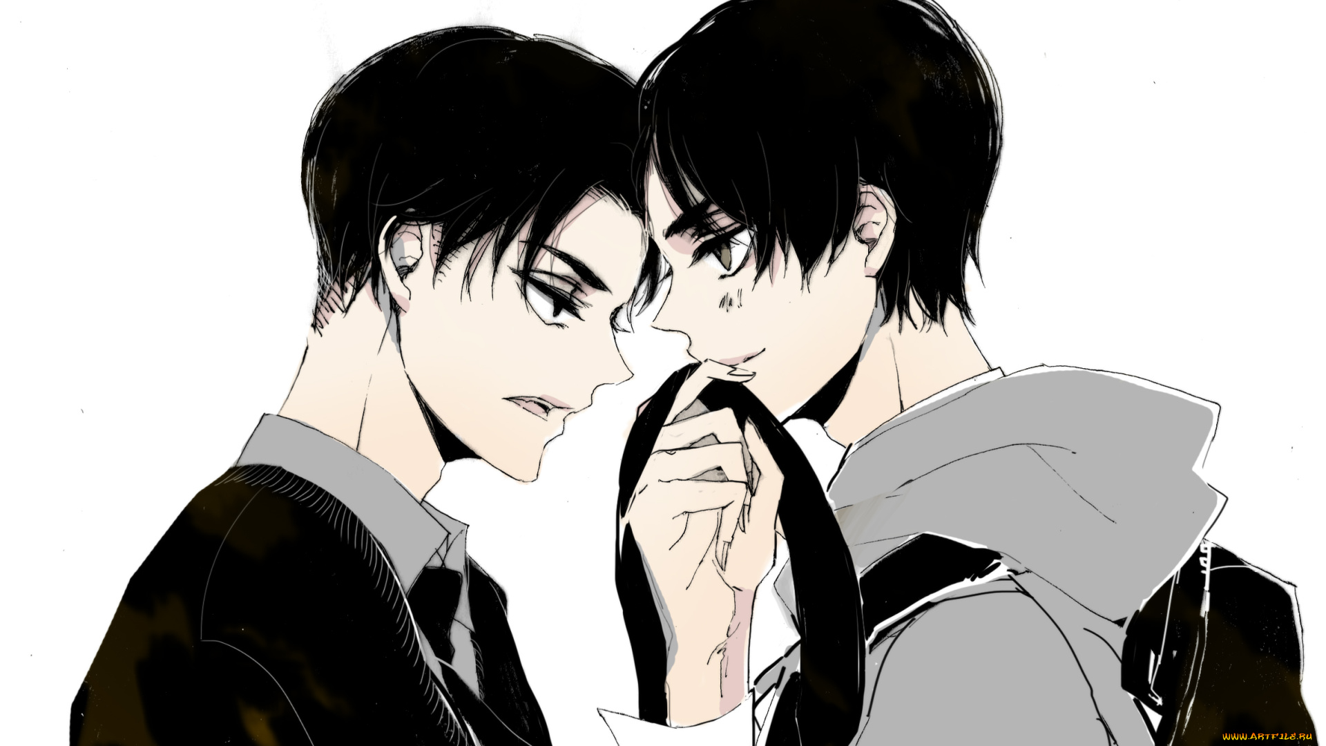 аниме, shingeki, no, kyojin, эрен, леви