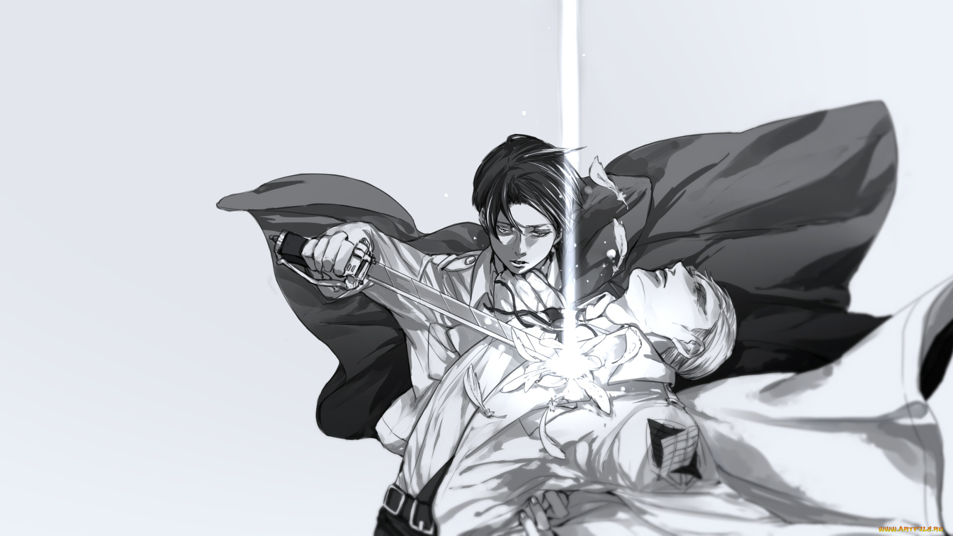 аниме, shingeki, no, kyojin, эрвин, леви