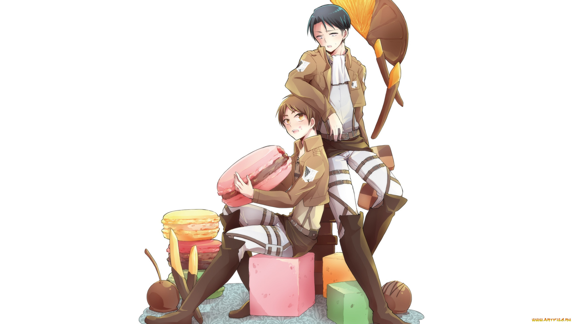 аниме, shingeki, no, kyojin, леви, эрен