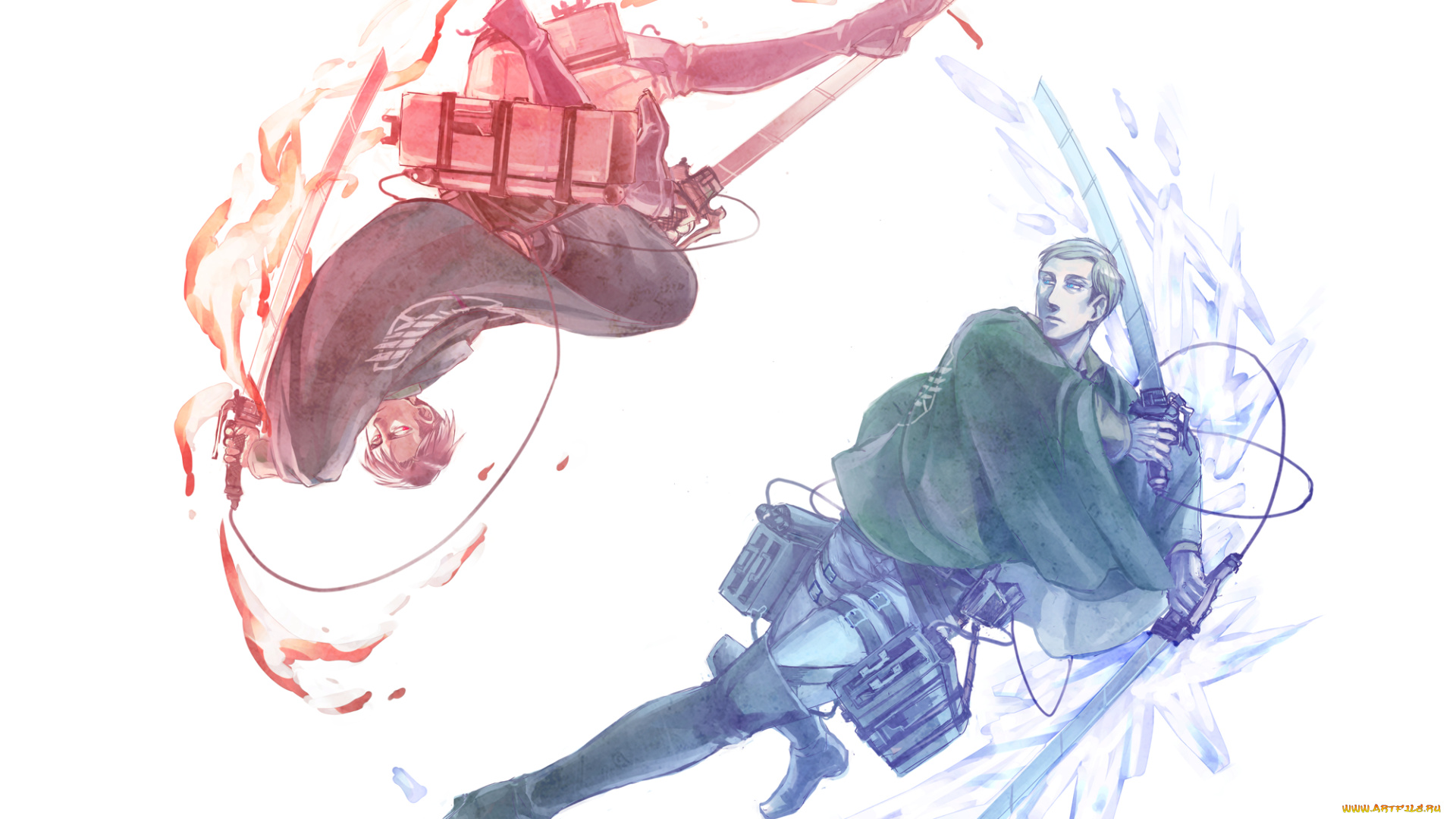 аниме, shingeki, no, kyojin, леви, эрвин