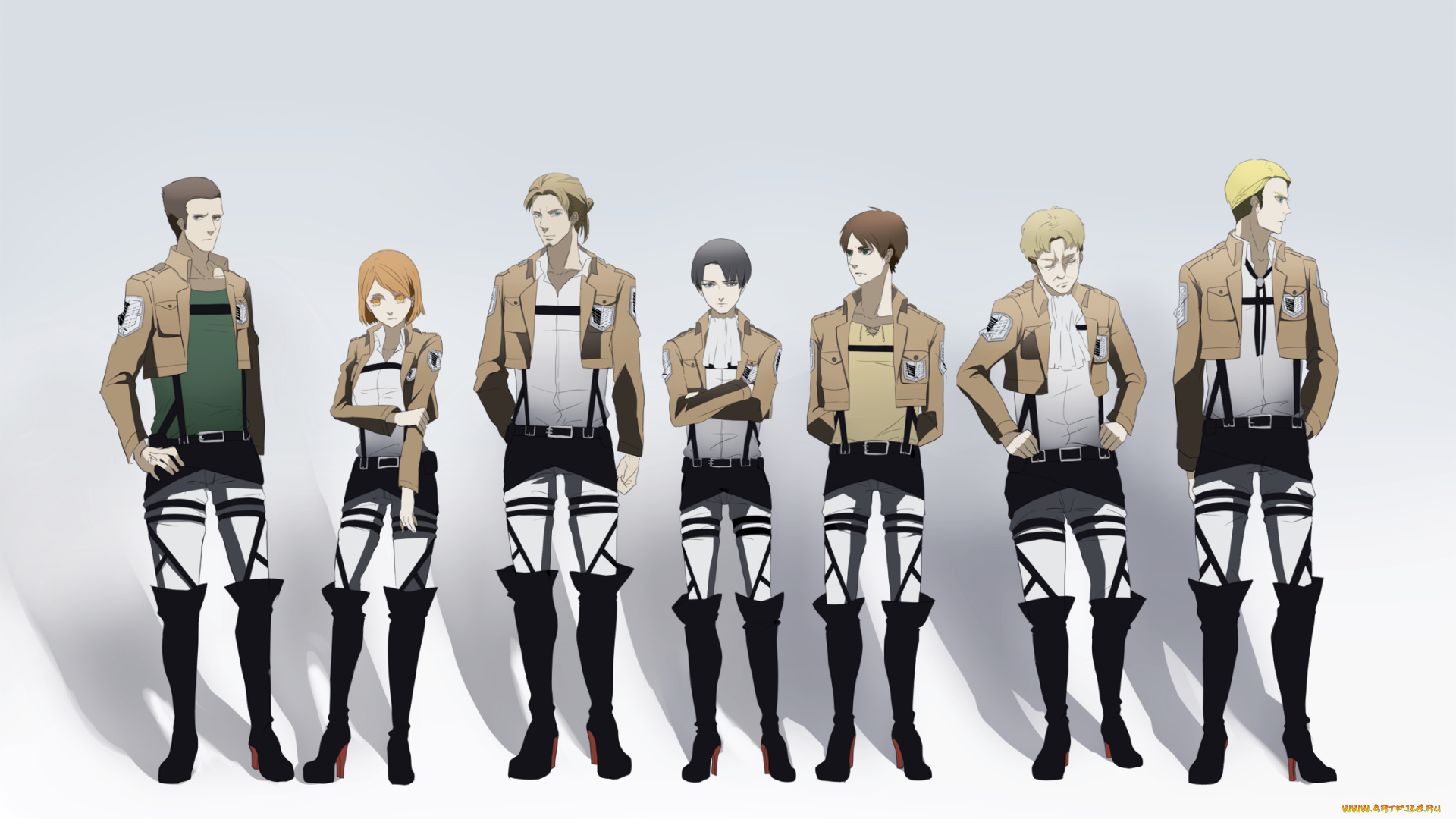 аниме, shingeki, no, kyojin, солдаты