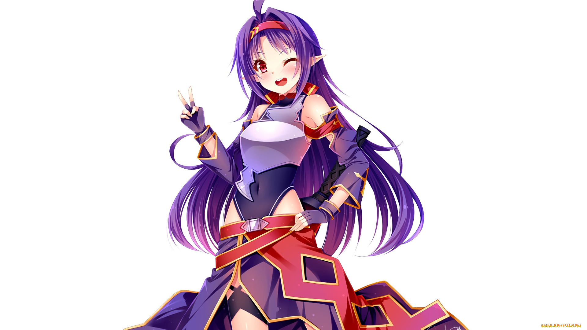 аниме, sword, art, online, девушка, взгляд, фон