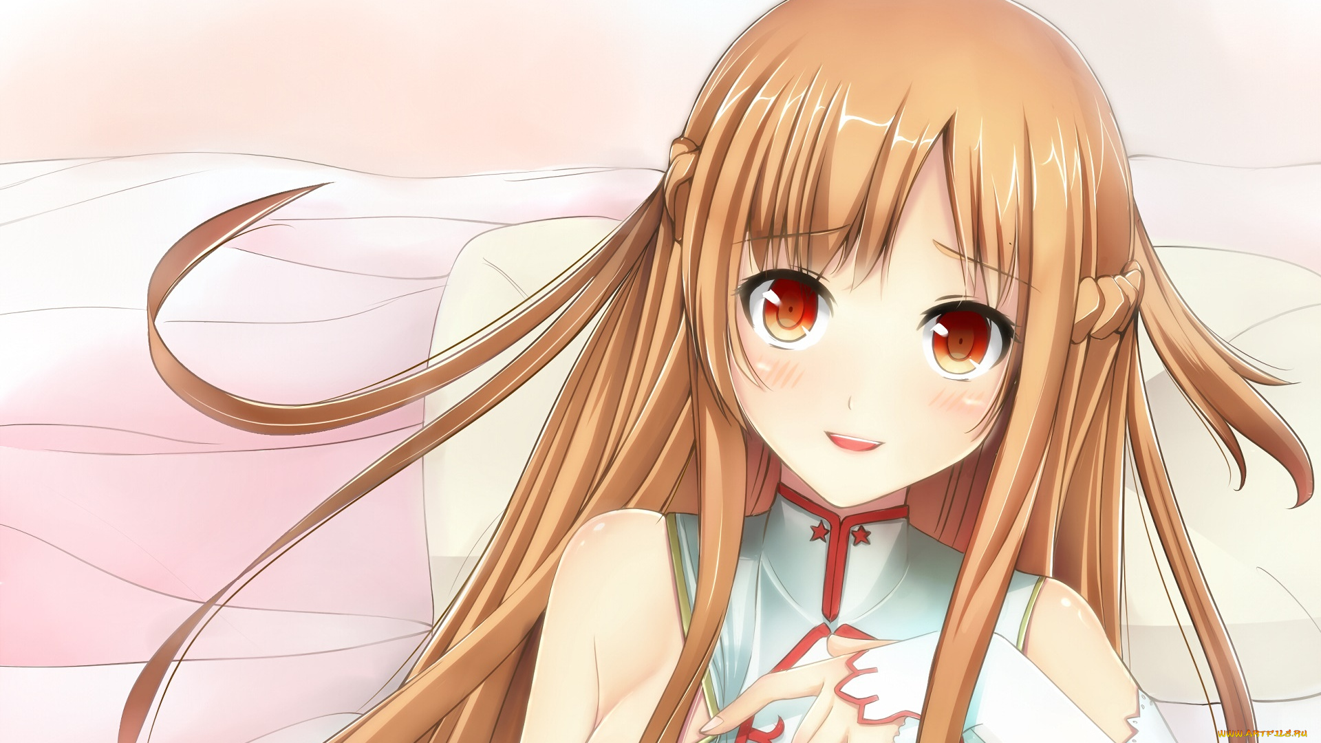 аниме, sword, art, online, девушка, взгляд, фон