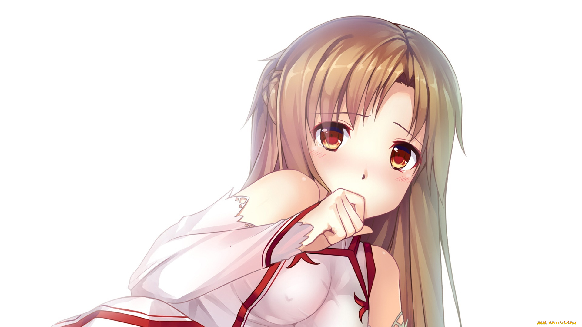 аниме, sword, art, online, девушка, взгляд, фон