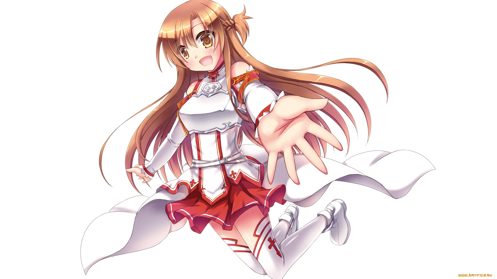 аниме, sword, art, online, девушка, взгляд, фон