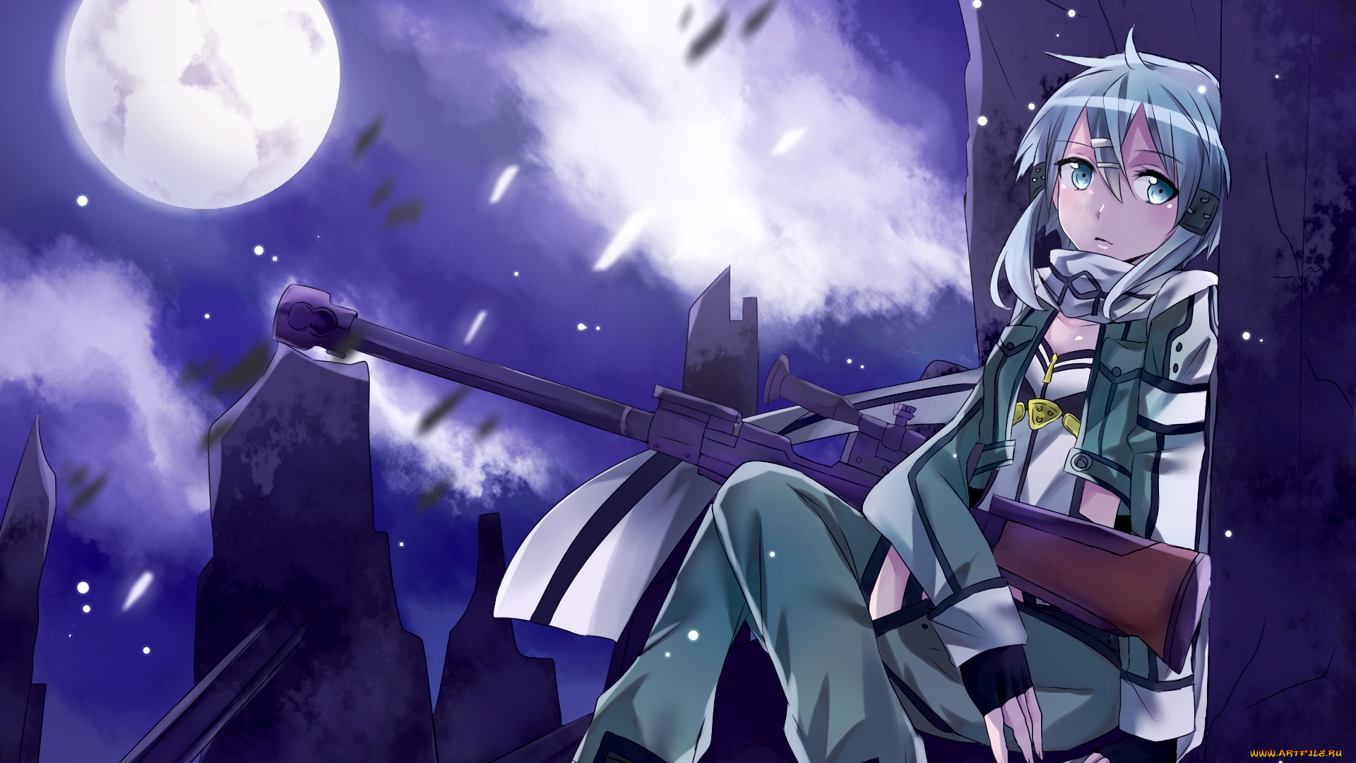 аниме, sword, art, online, девушка, взгляд, фон