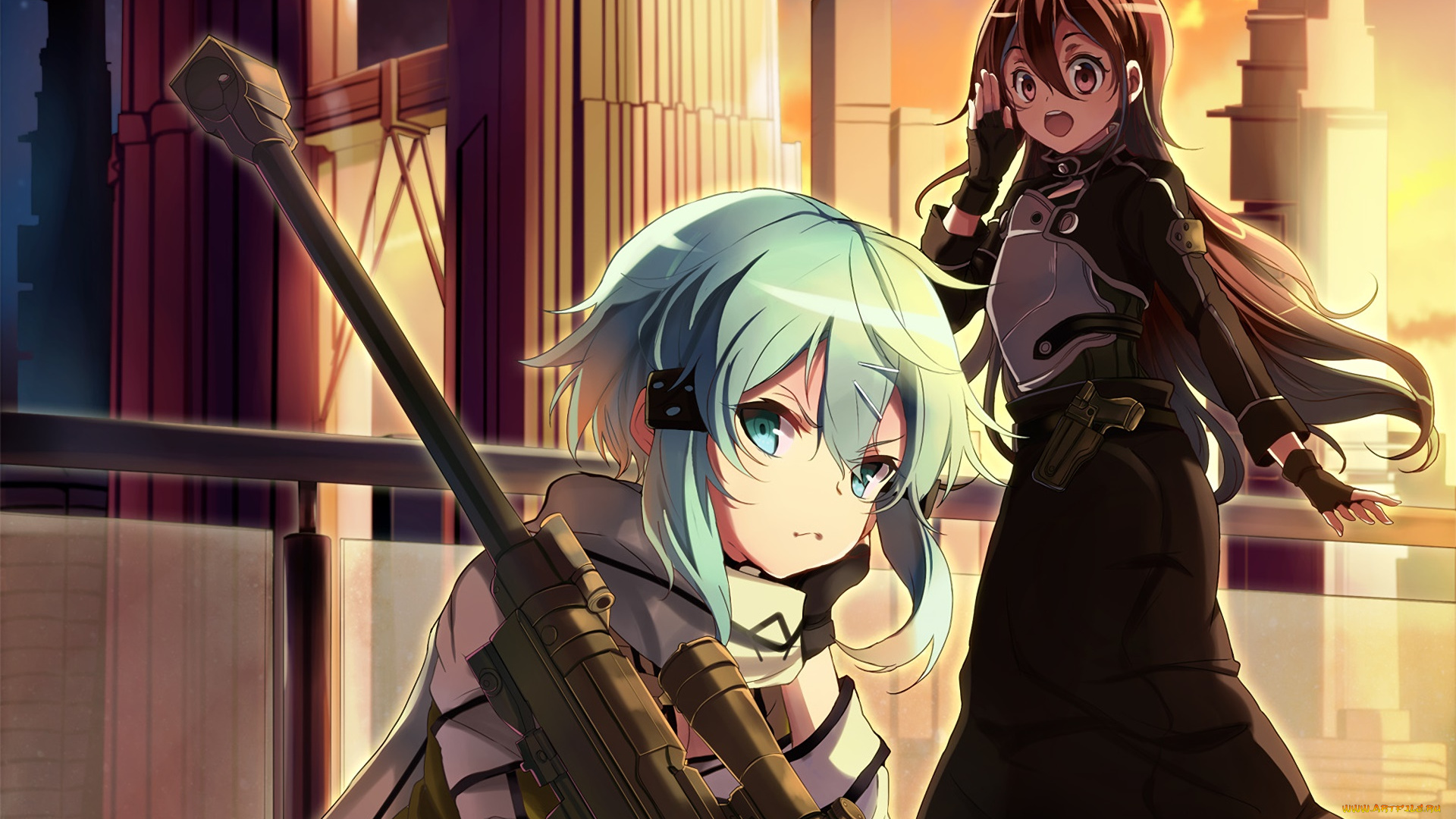 аниме, sword, art, online, девушки, взгляд, фон