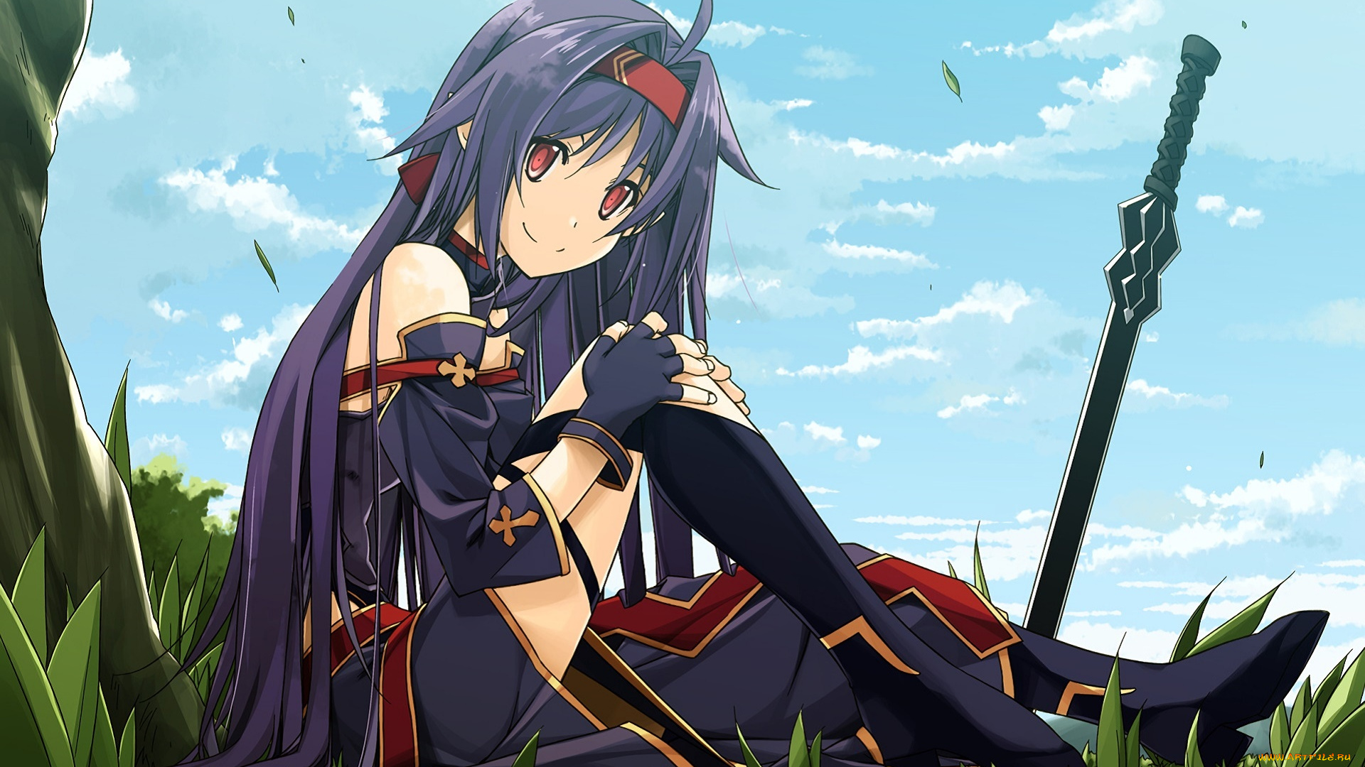 аниме, sword, art, online, фон, взгляд, девушка