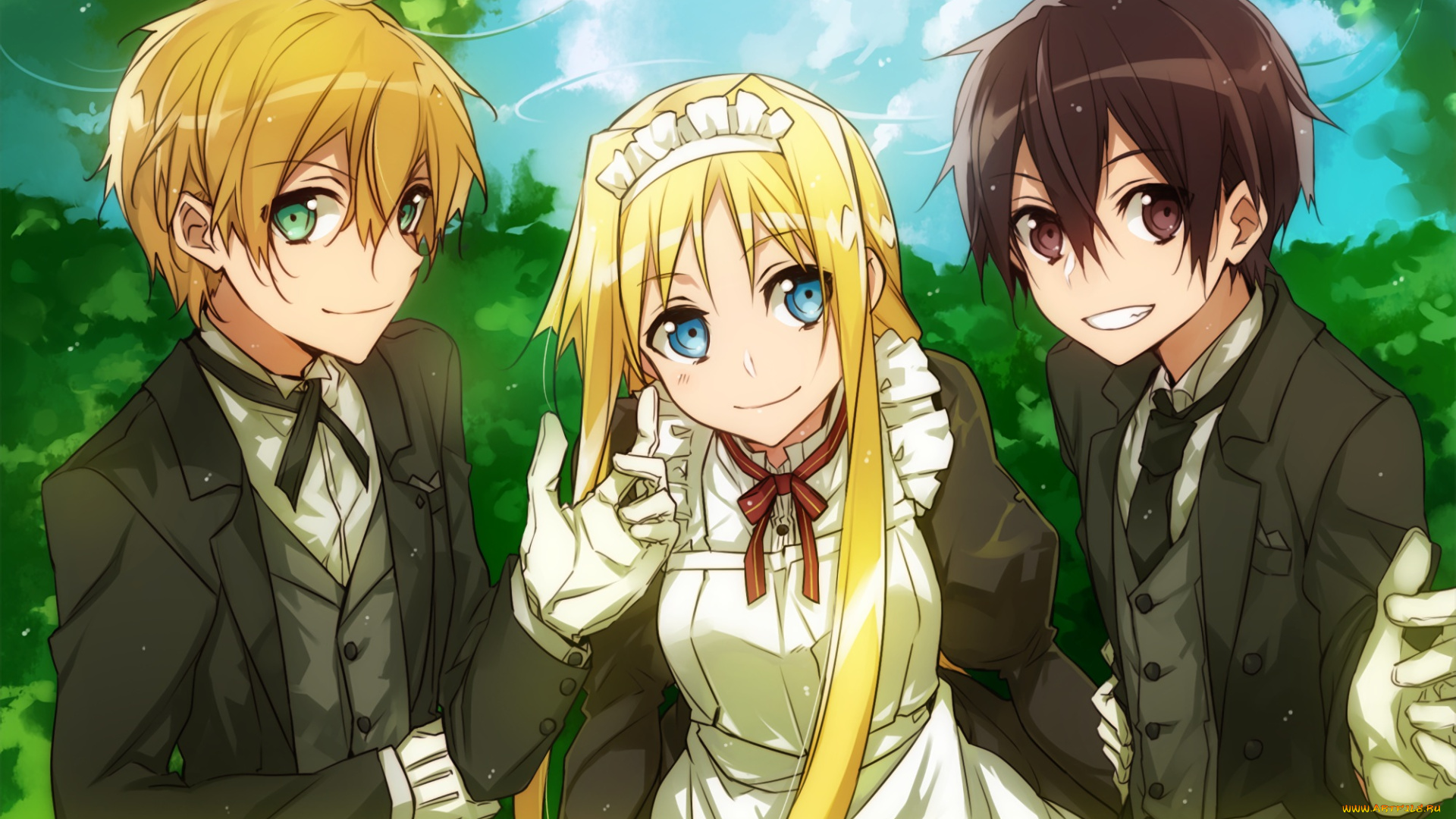 аниме, sword, art, online, kirigaya, kazuto, eugeo, alice, schuberg