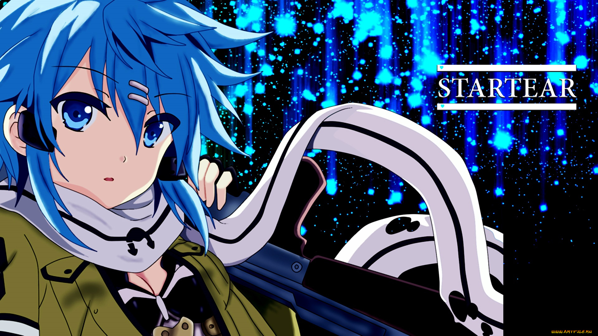 аниме, sword, art, online, взгляд, девушка, фон