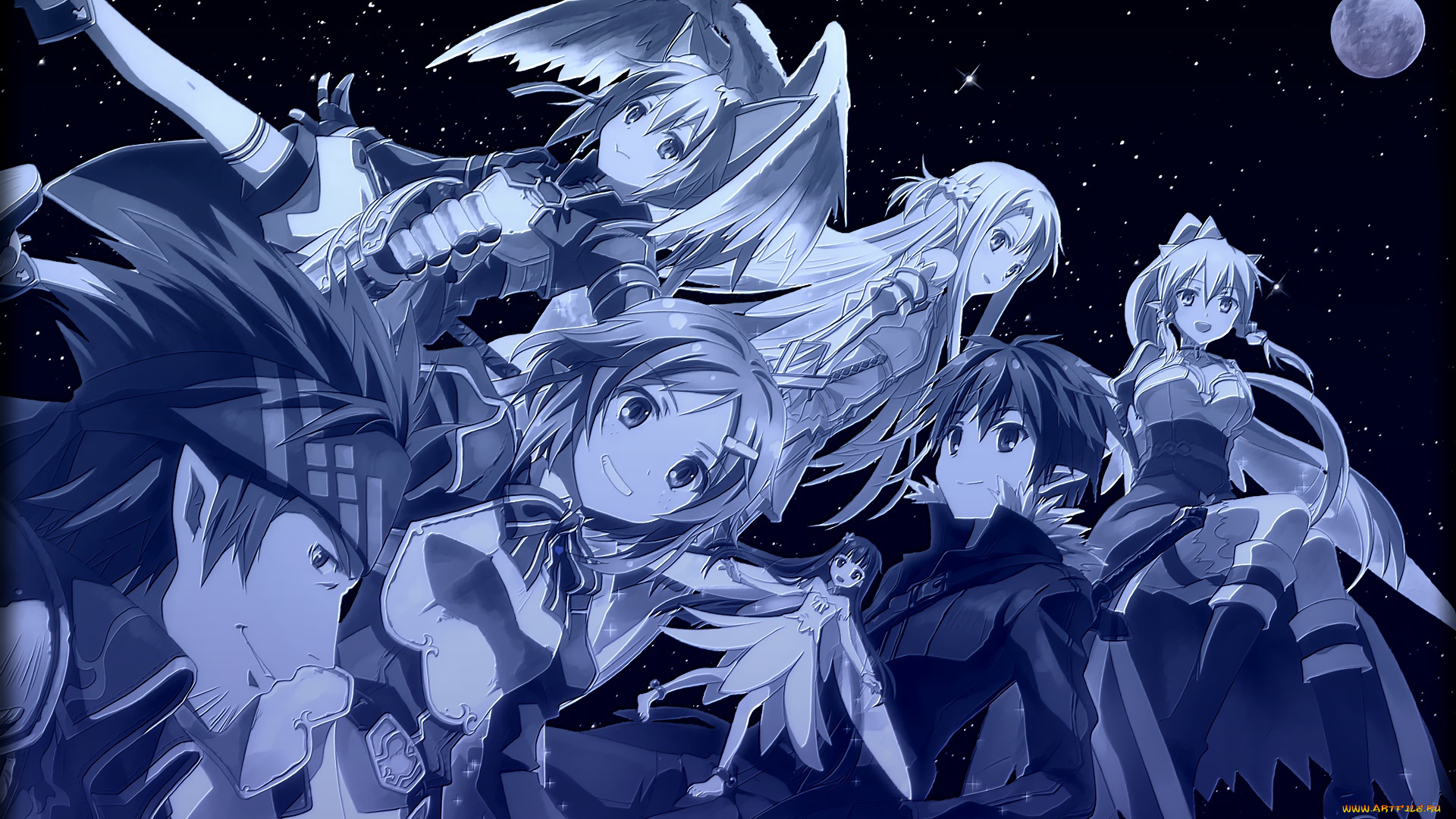 аниме, sword, art, online, взгляд, девушки, фон