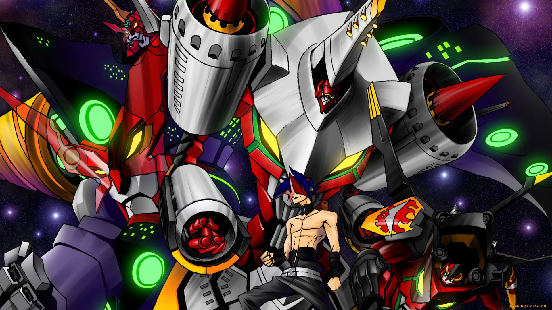 аниме, tengen, toppa, gurren-lagann, simon