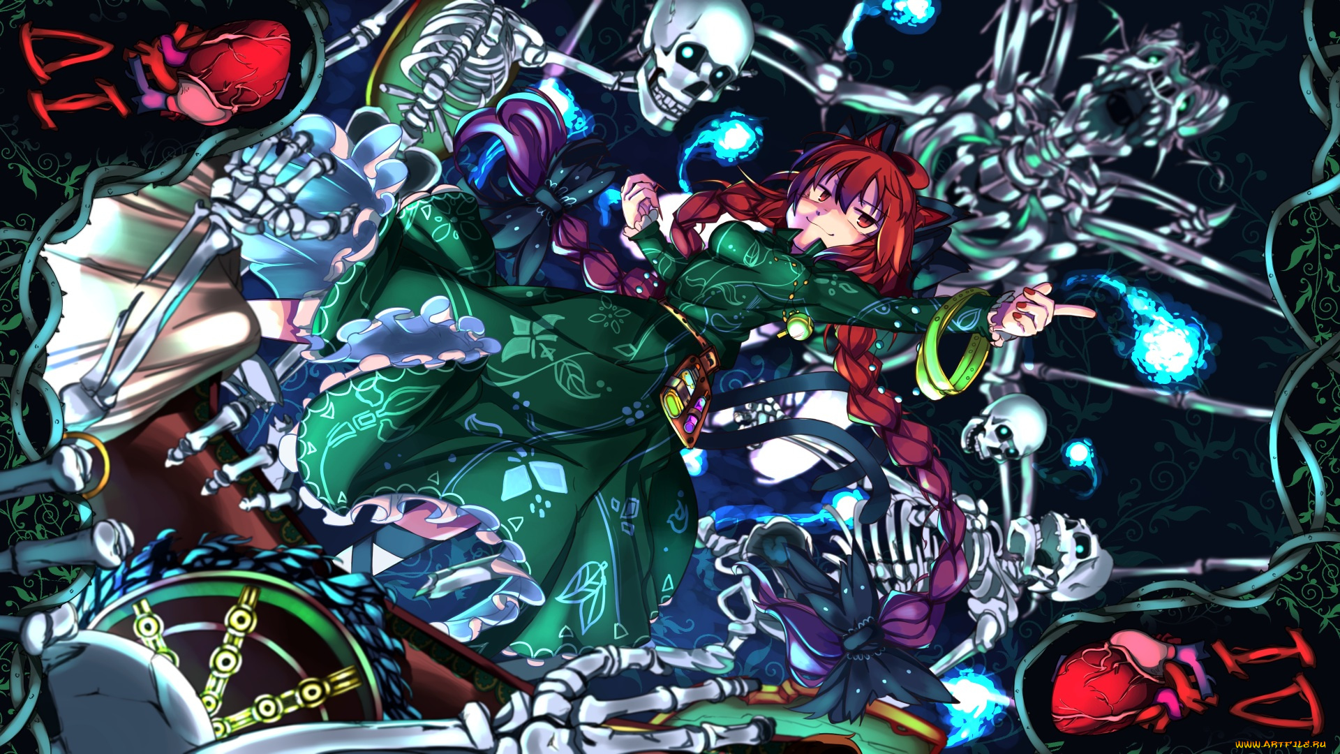 аниме, touhou, kaenbyou, rin