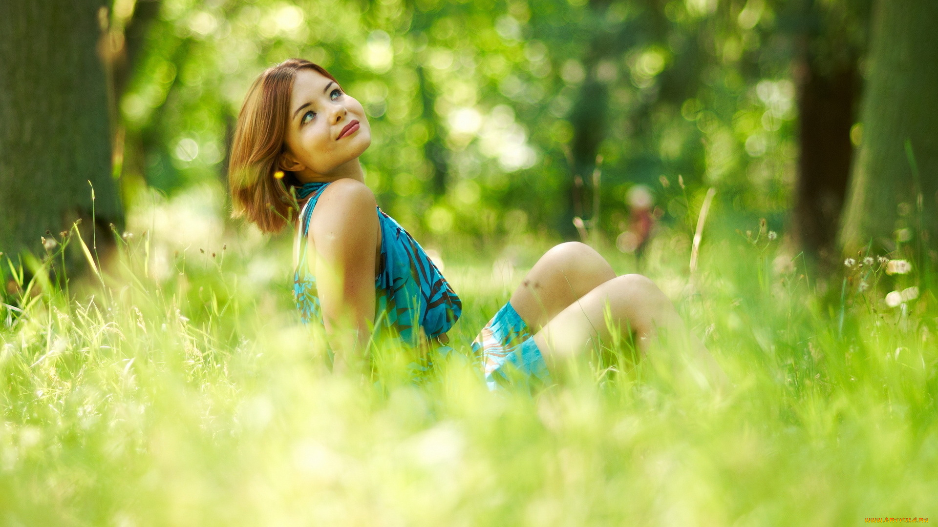 девушки, -unsort, , рыжеволосые, и, другие, лес, трава, улыбка, рыжая