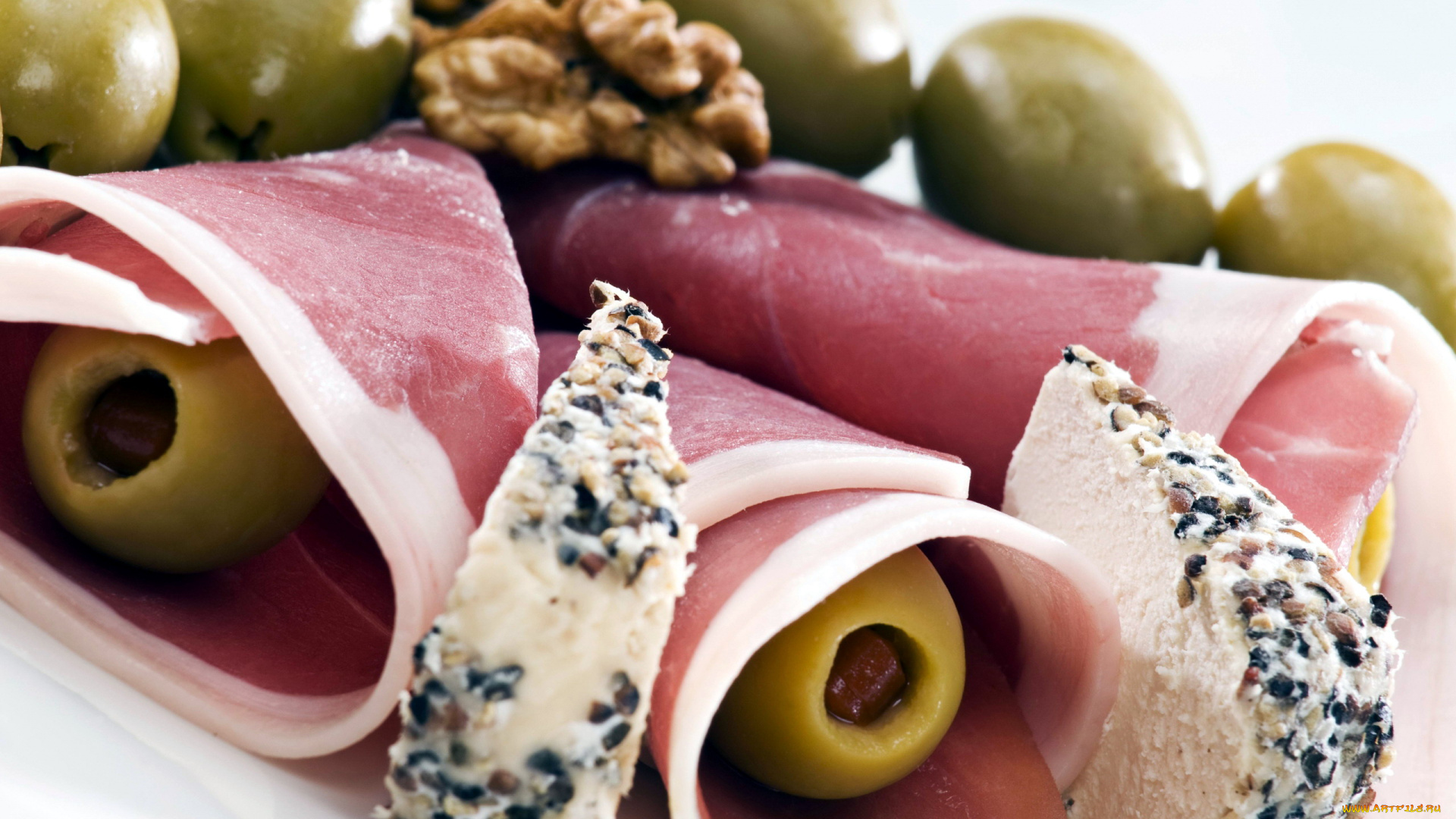 еда, салаты, , закуски, оливки, ветчина, сыр, закуска